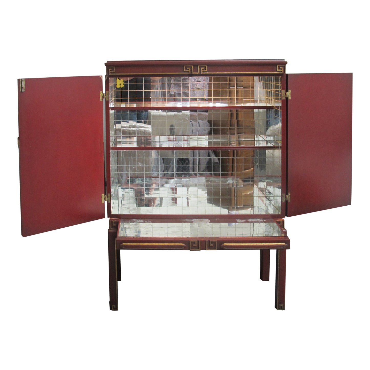 1950s Swedish-made Chinoiserie Drinks Cabinet with Carved Panels