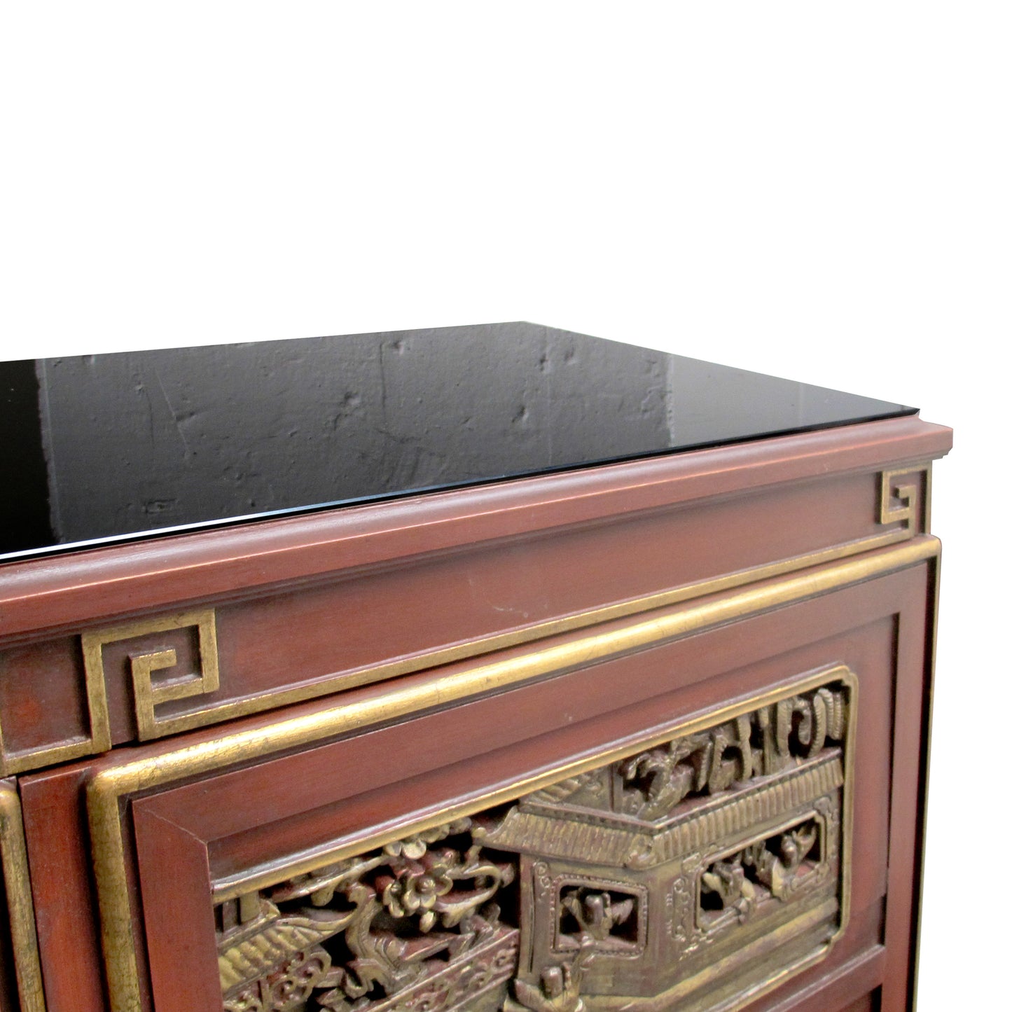 1950s Swedish-made Chinoiserie Drinks Cabinet with Carved Panels