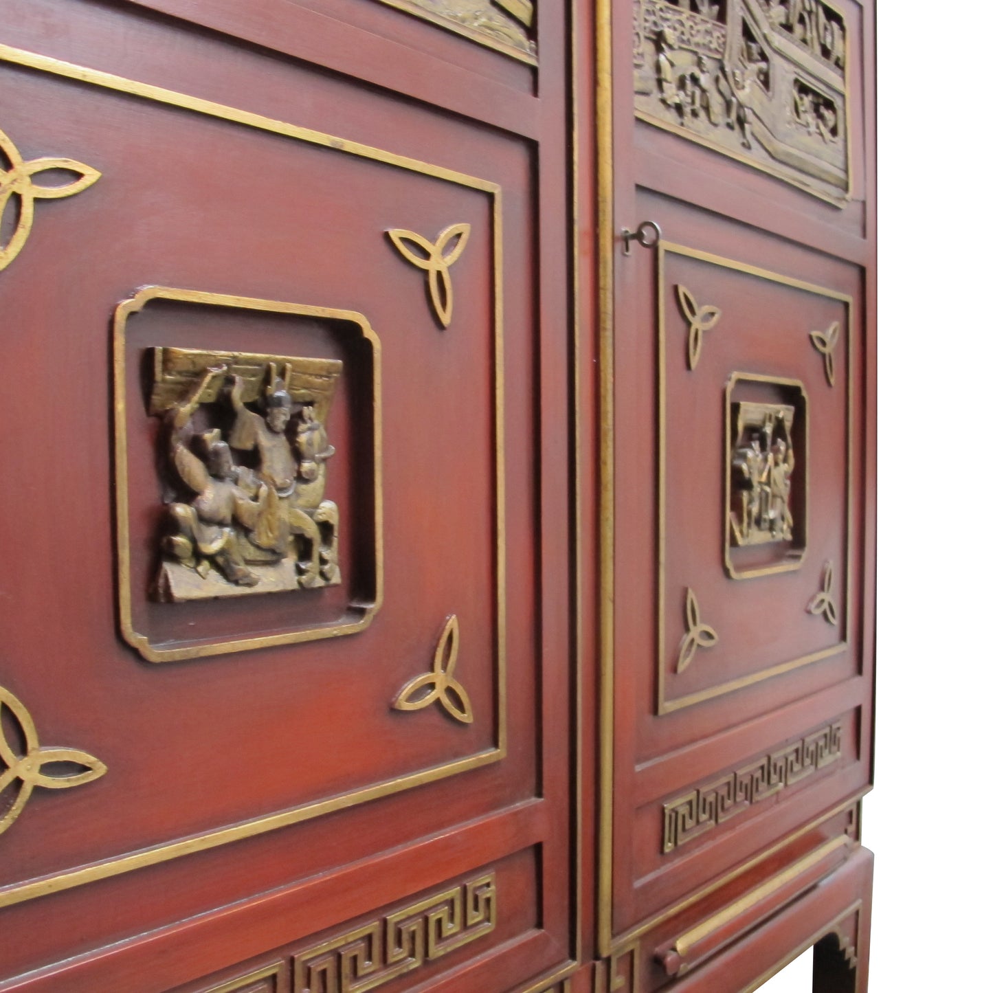 1950s Swedish-made Chinoiserie Drinks Cabinet with Carved Panels