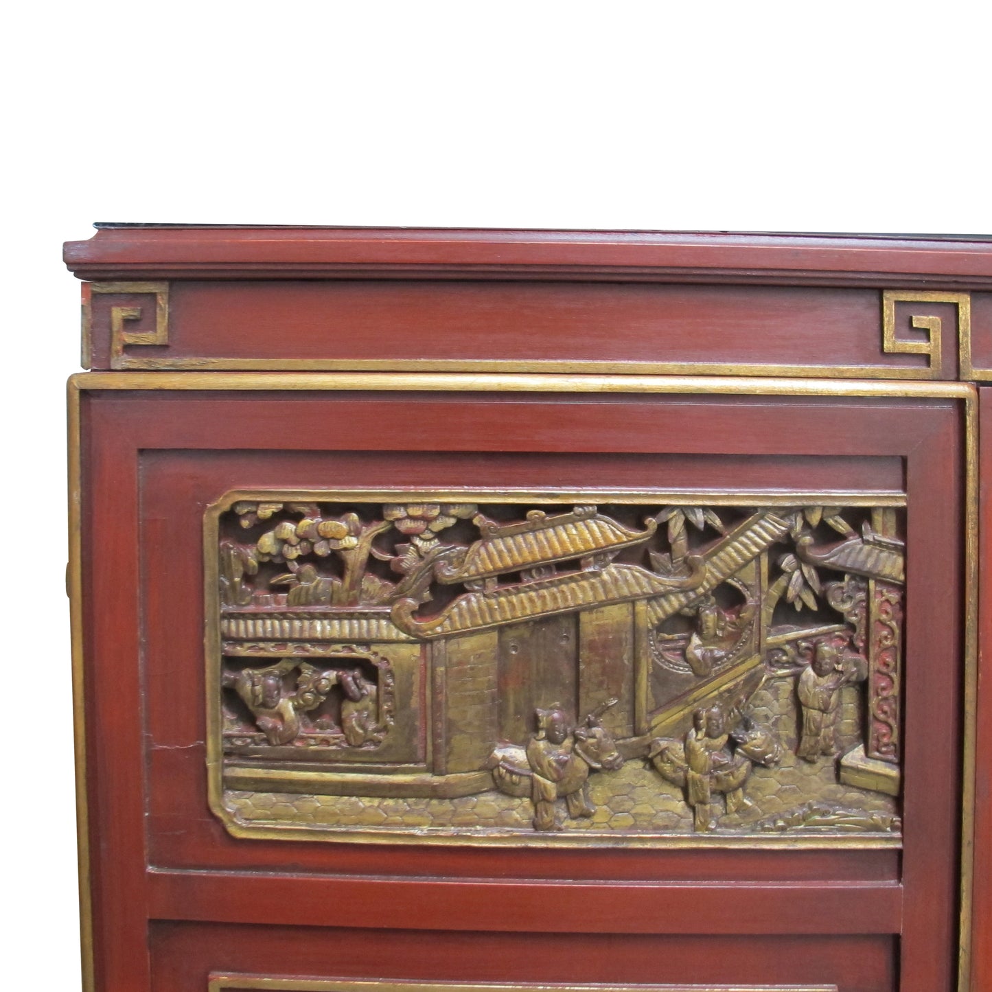 1950s Swedish-made Chinoiserie Drinks Cabinet with Carved Panels