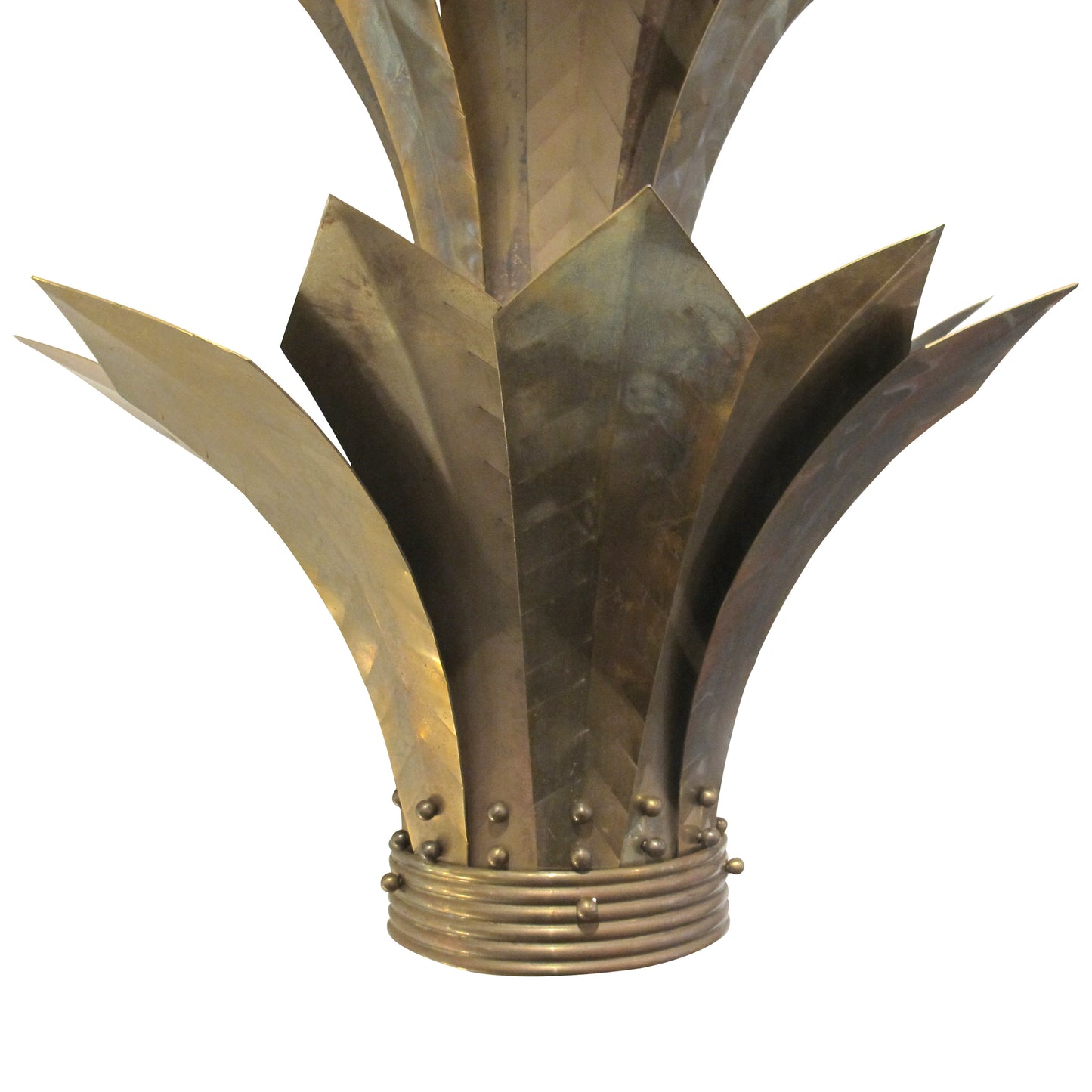 Pair of Large French Mid-Century Brass Wall Sconces with Stylised Leaf Design, 1950s