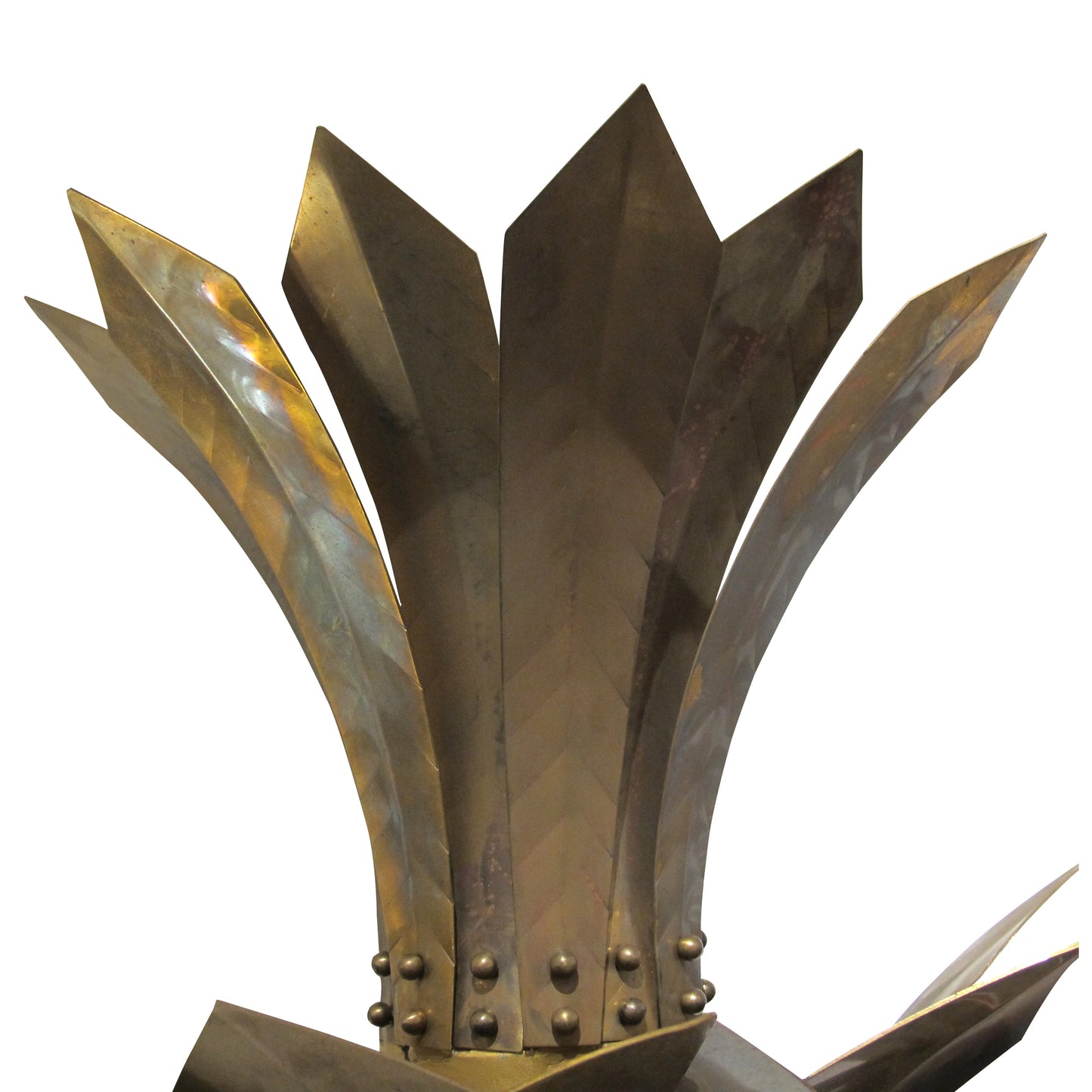 Pair of Large French Mid-Century Brass Wall Sconces with Stylised Leaf Design, 1950s