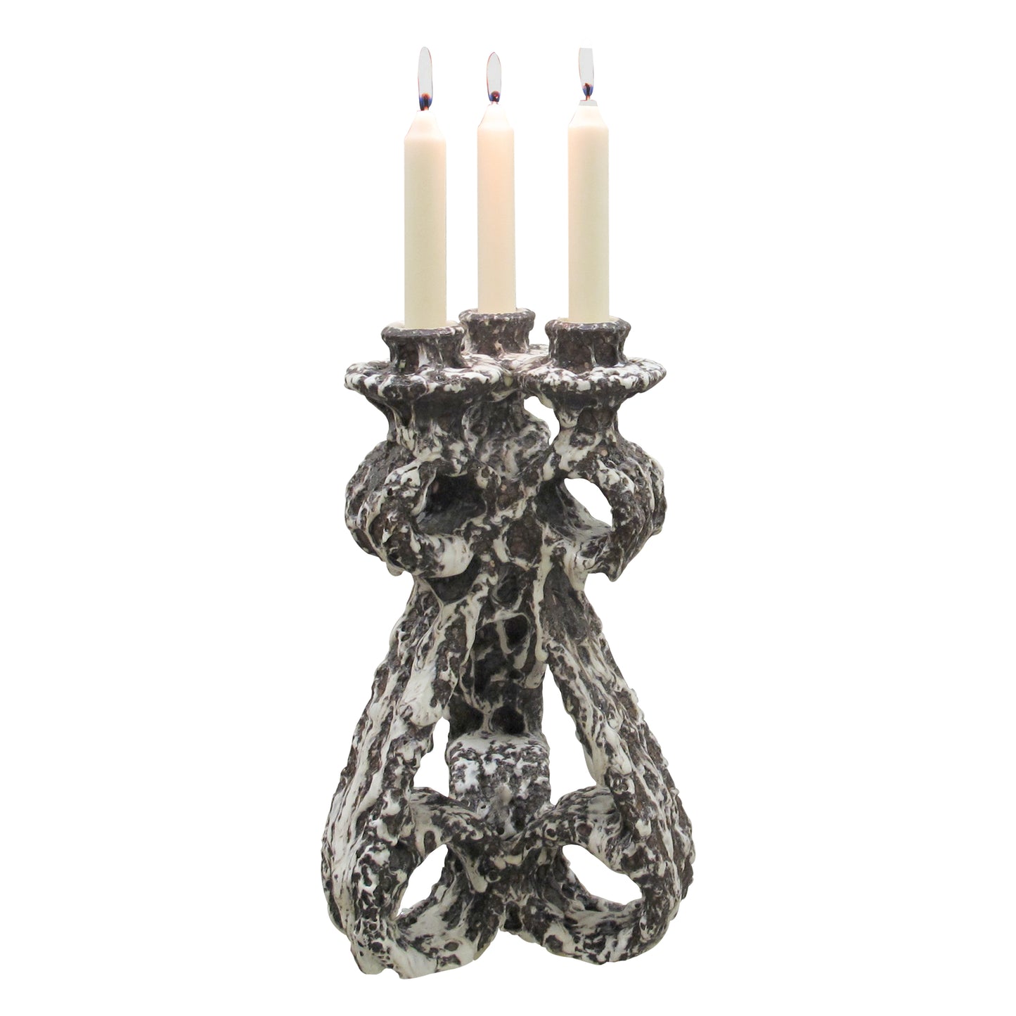 Pair of 1950s Fat Lava Candlesticks by Marius Giuge from Vallauris, French