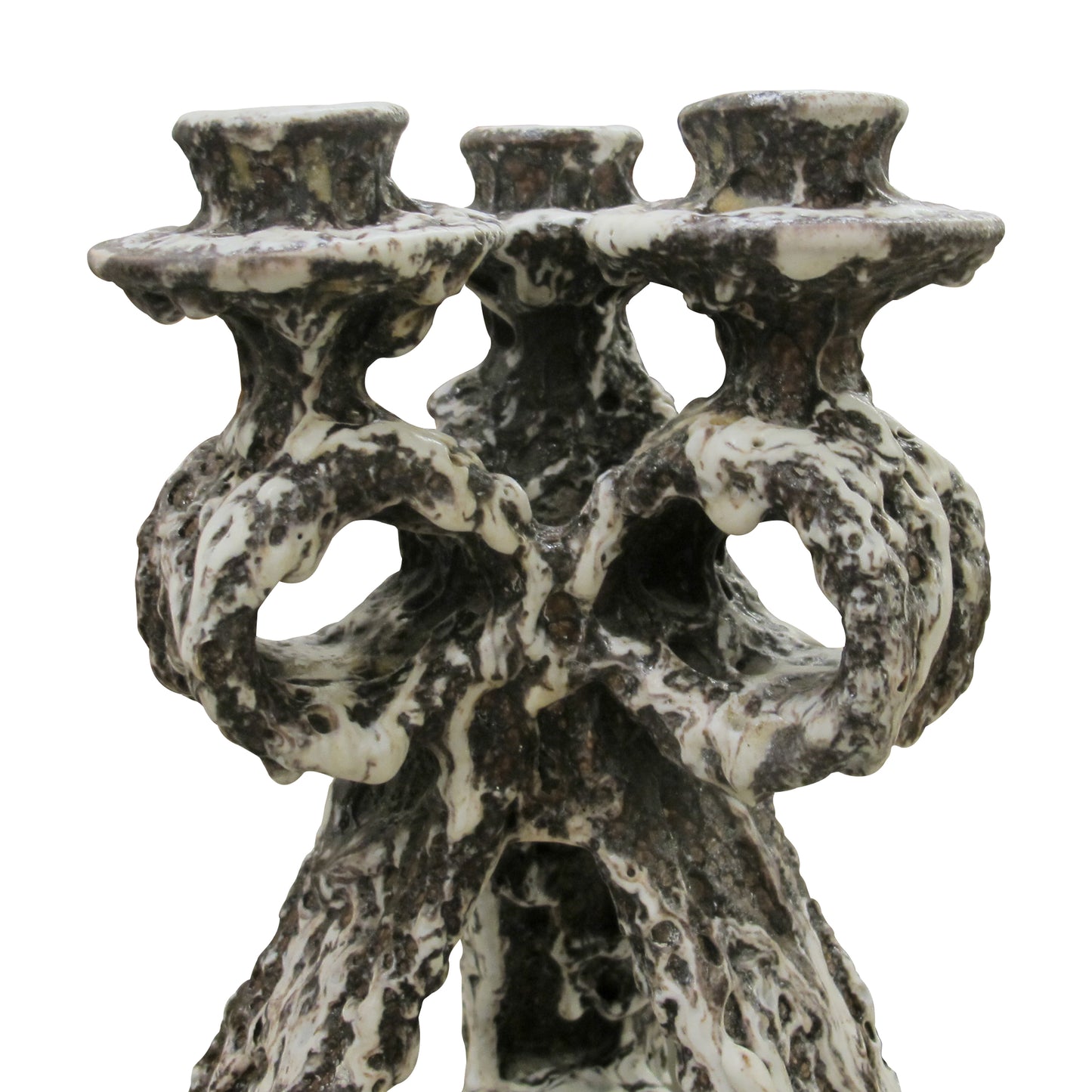 Pair of 1950s Fat Lava Candlesticks by Marius Giuge from Vallauris, French