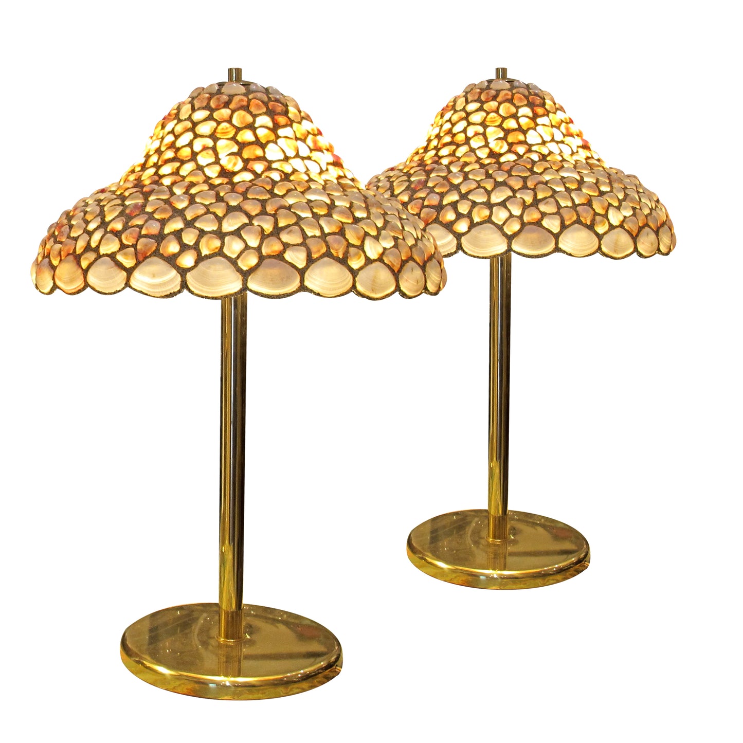 Pair of Large Handcrafted Seashell Table Lamps, 1970s English