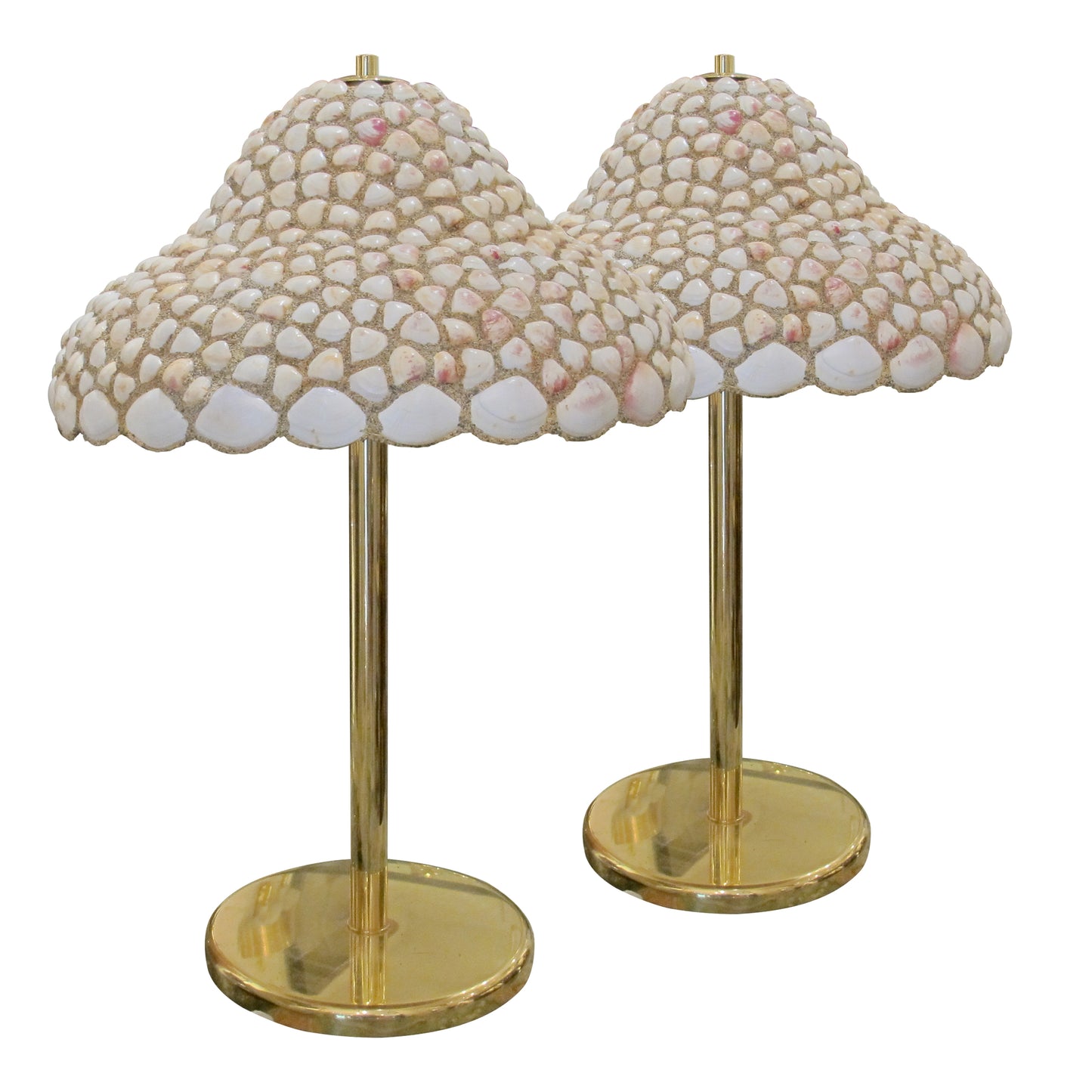 Pair of Large Handcrafted Seashell Table Lamps, 1970s English