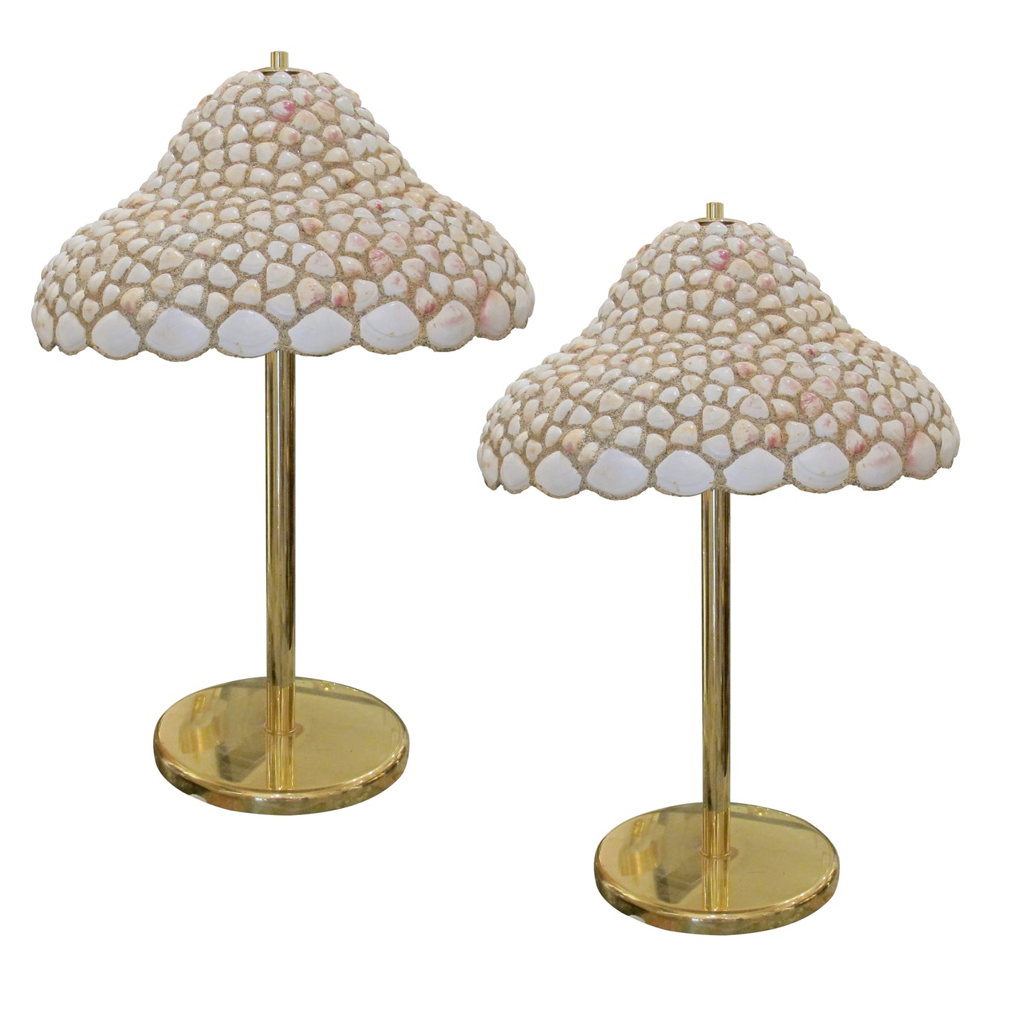 Pair of Large Handcrafted Seashell Table Lamps, 1970s English