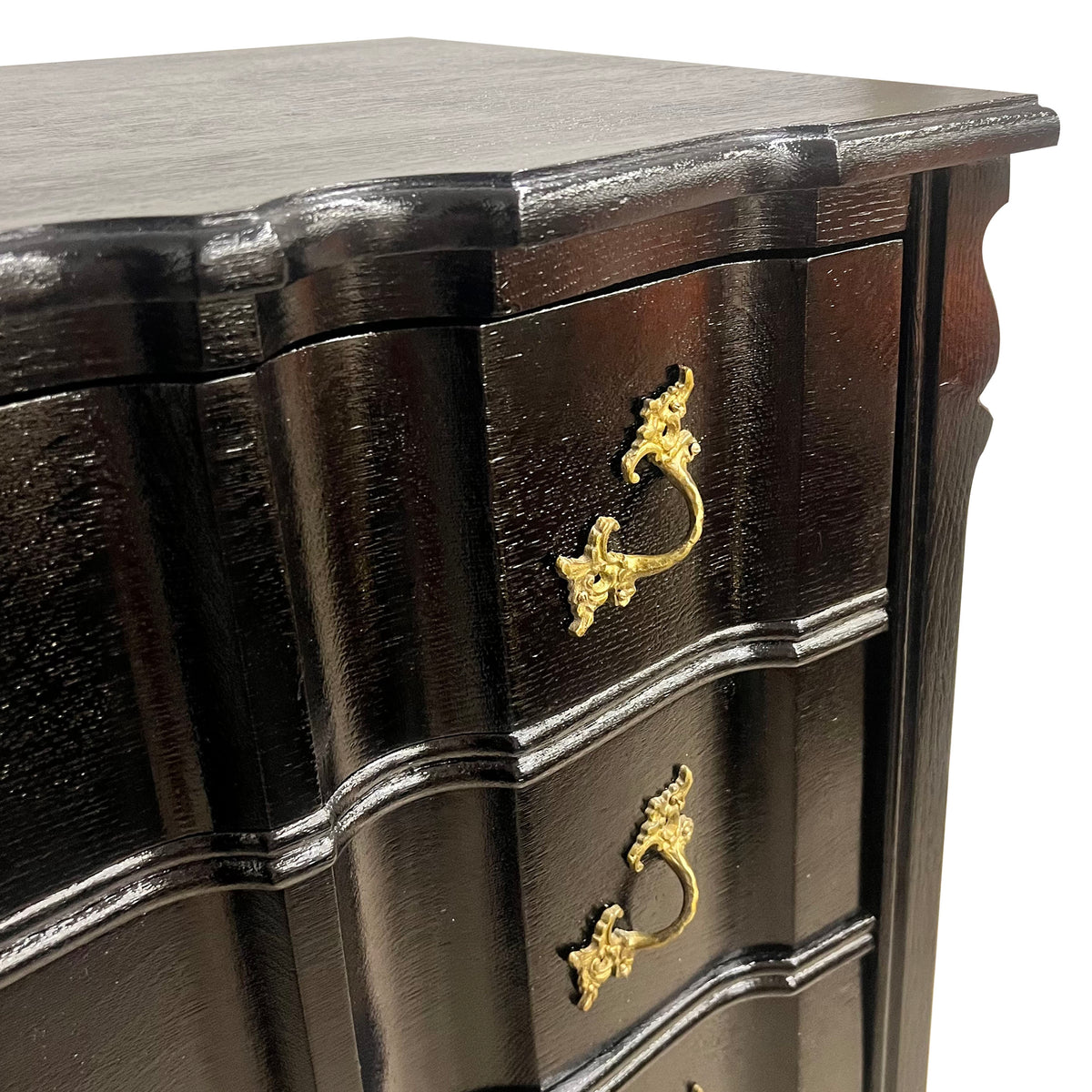 Louis XIV-Style Black French Polished Chest of Drawers, French, 1950s