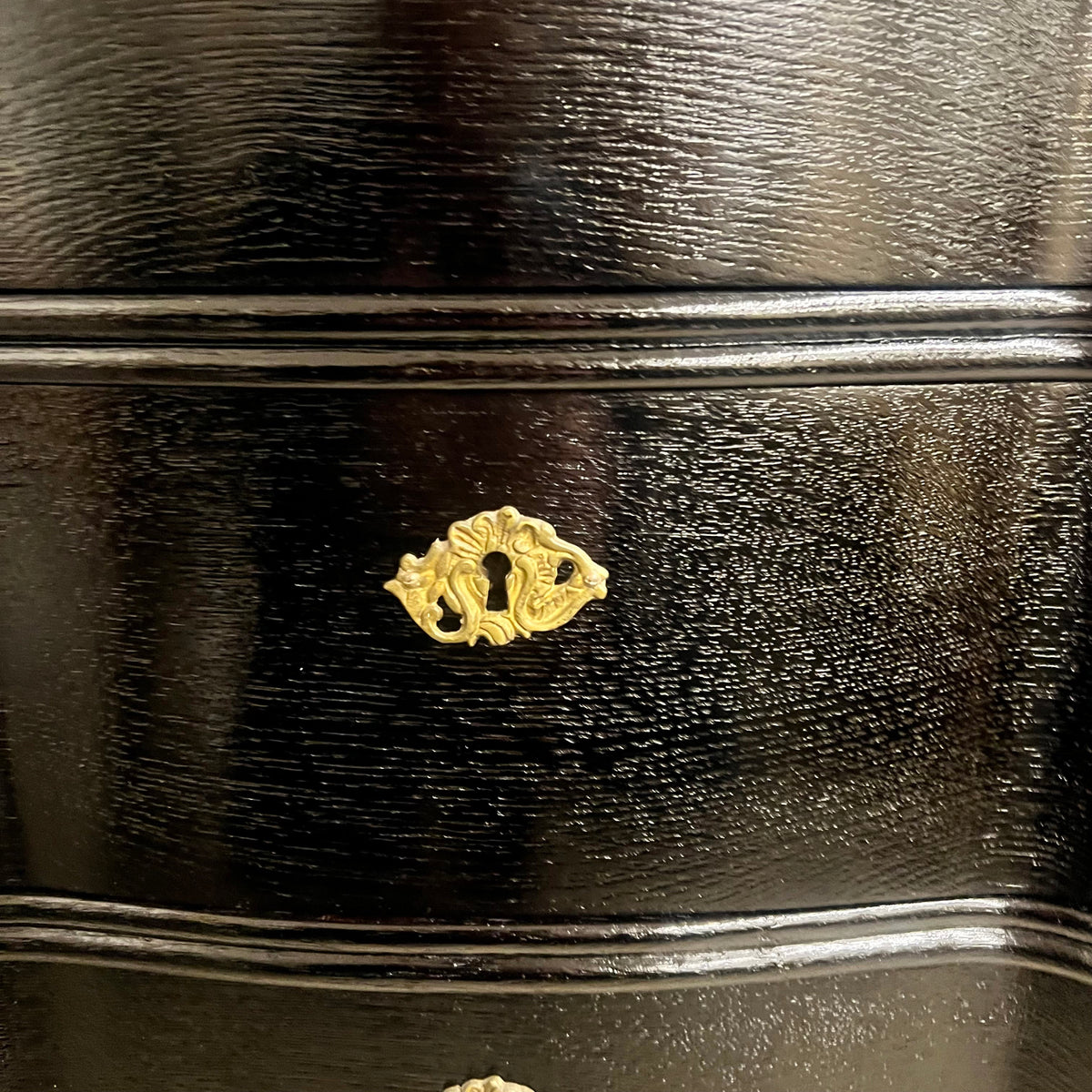 Louis XIV-Style Black French Polished Chest of Drawers, French, 1950s