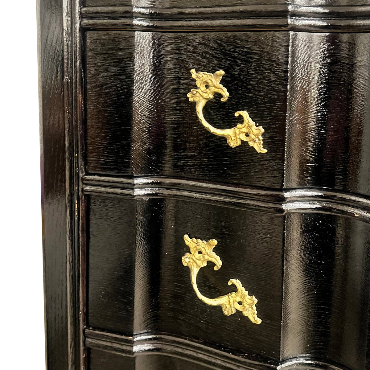 Louis XIV-Style Black French Polished Chest of Drawers, French, 1950s