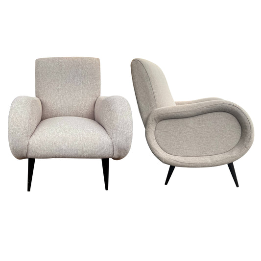 Pair of Italian Mid-Century Modern Armchairs in the Style of Marco Zanuso