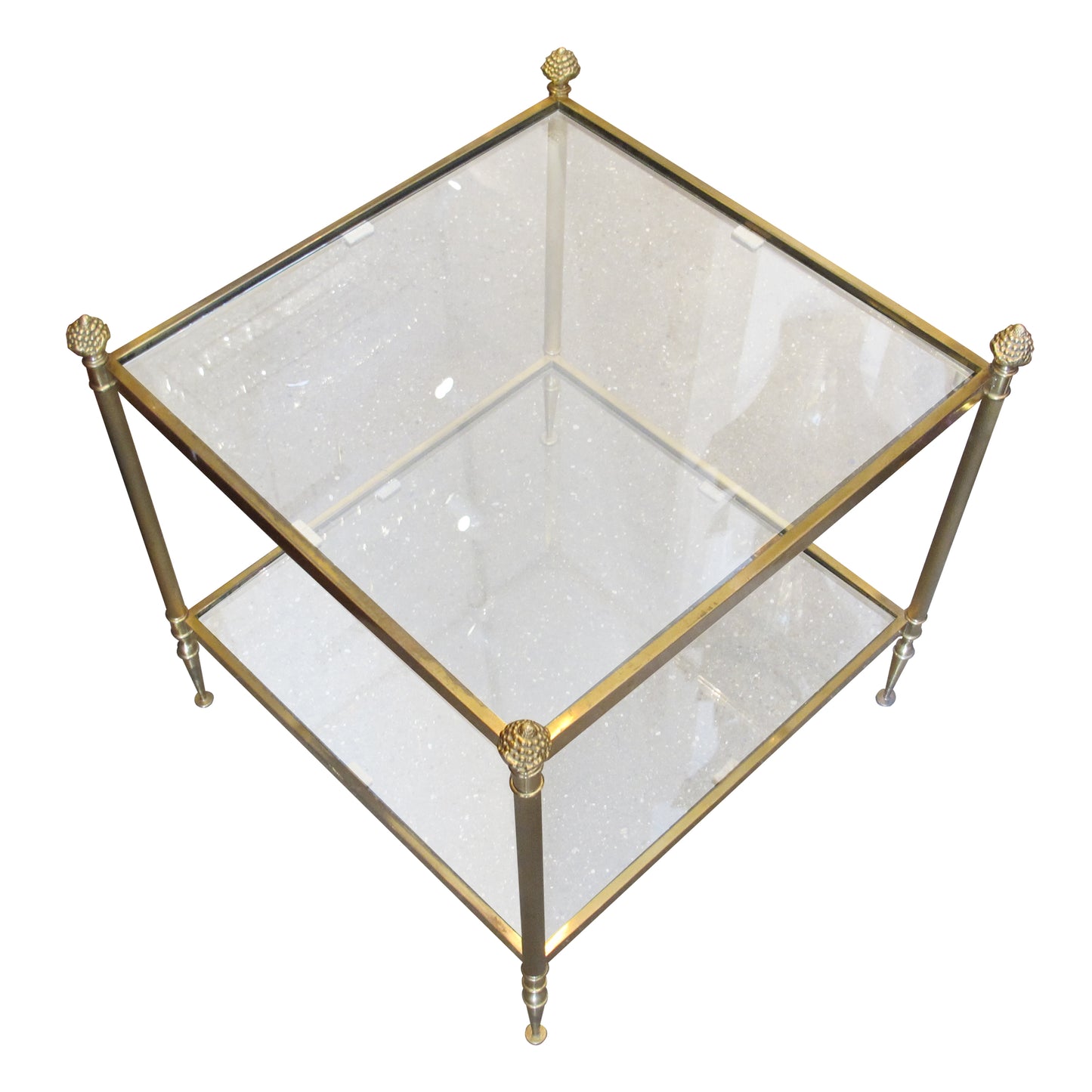 Pair of Brass and Glass Side Tables, French 1950s