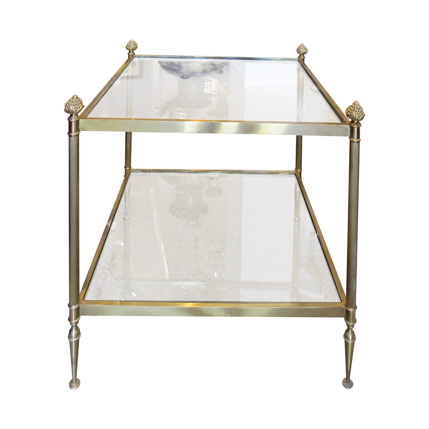 Pair of Brass and Glass Side Tables, French 1950s