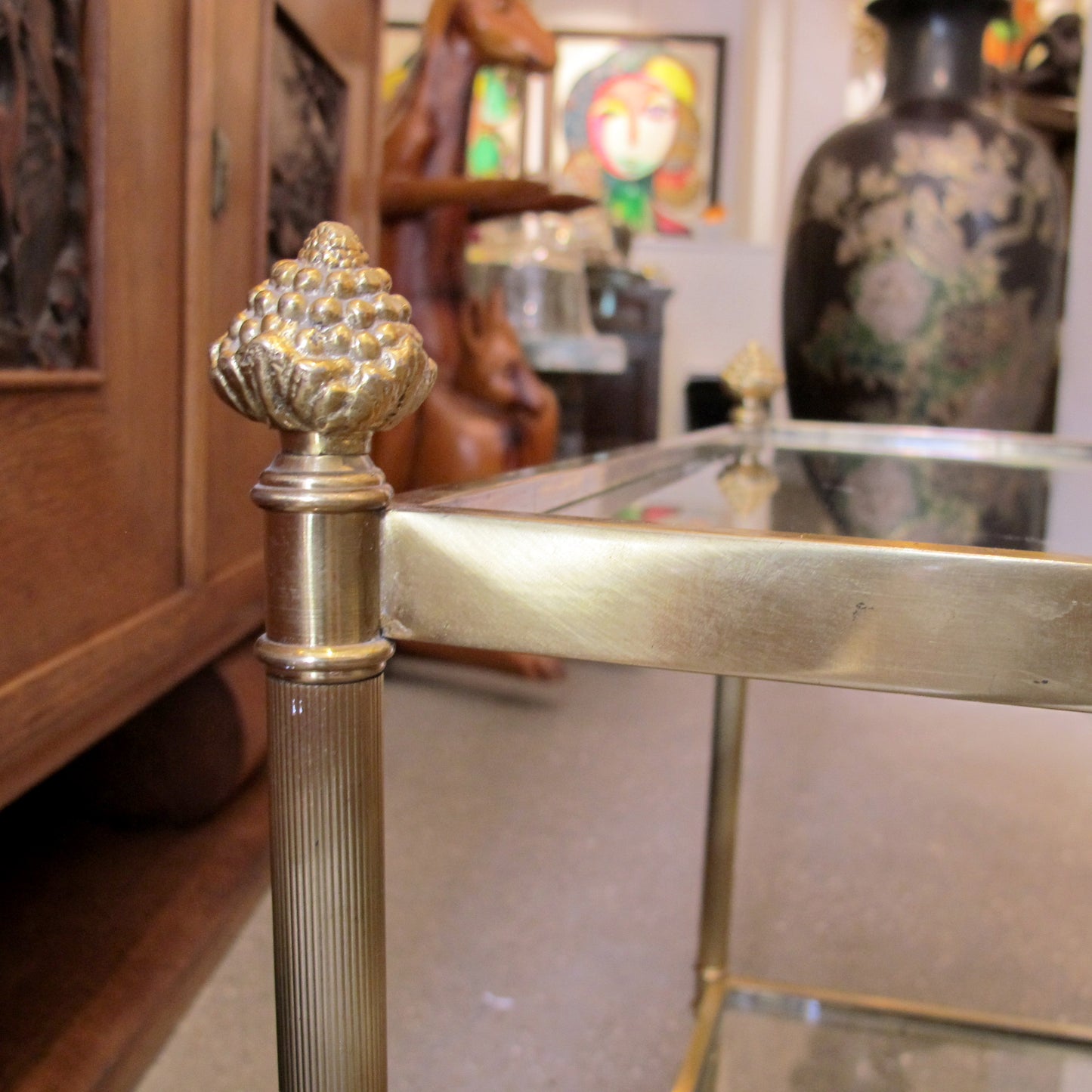 Pair of Brass and Glass Side Tables, French 1950s