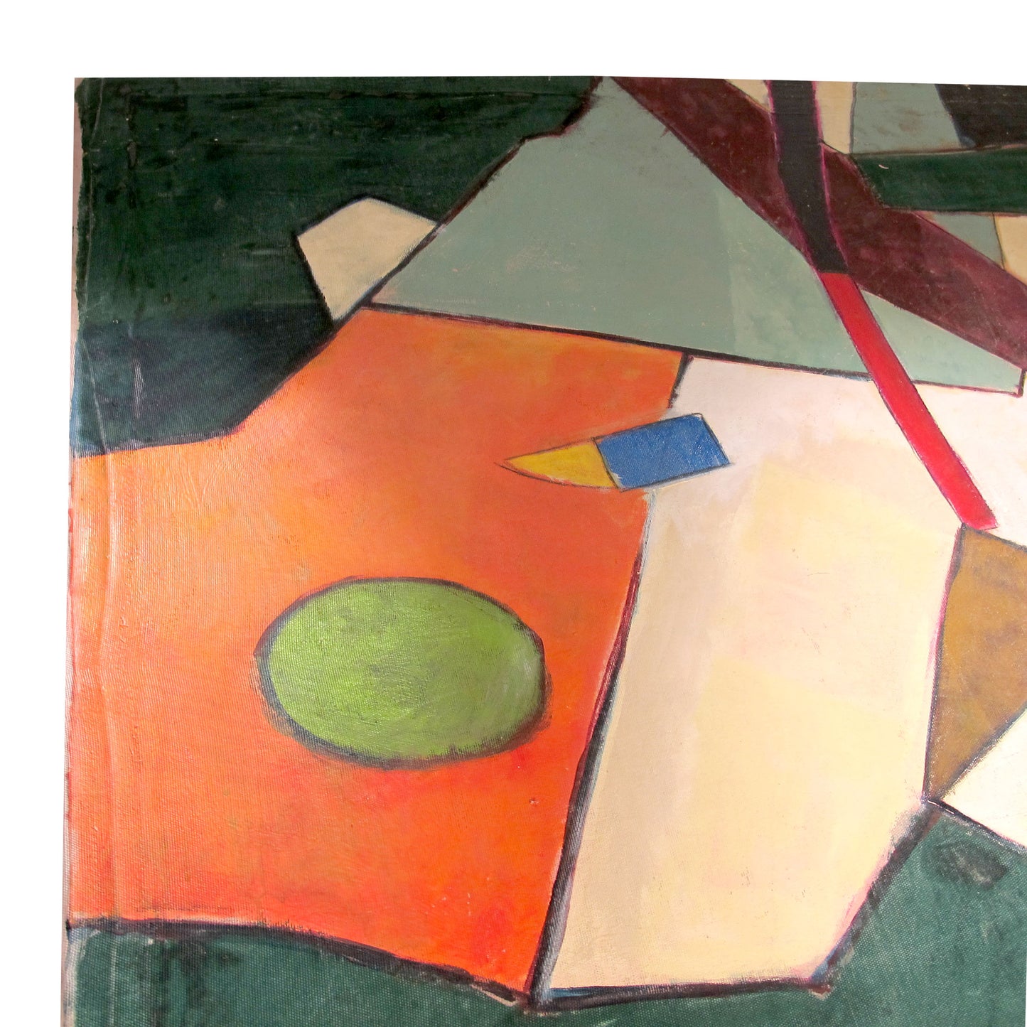 1970s Italian Large Abstract Geometric Oil on Canvas