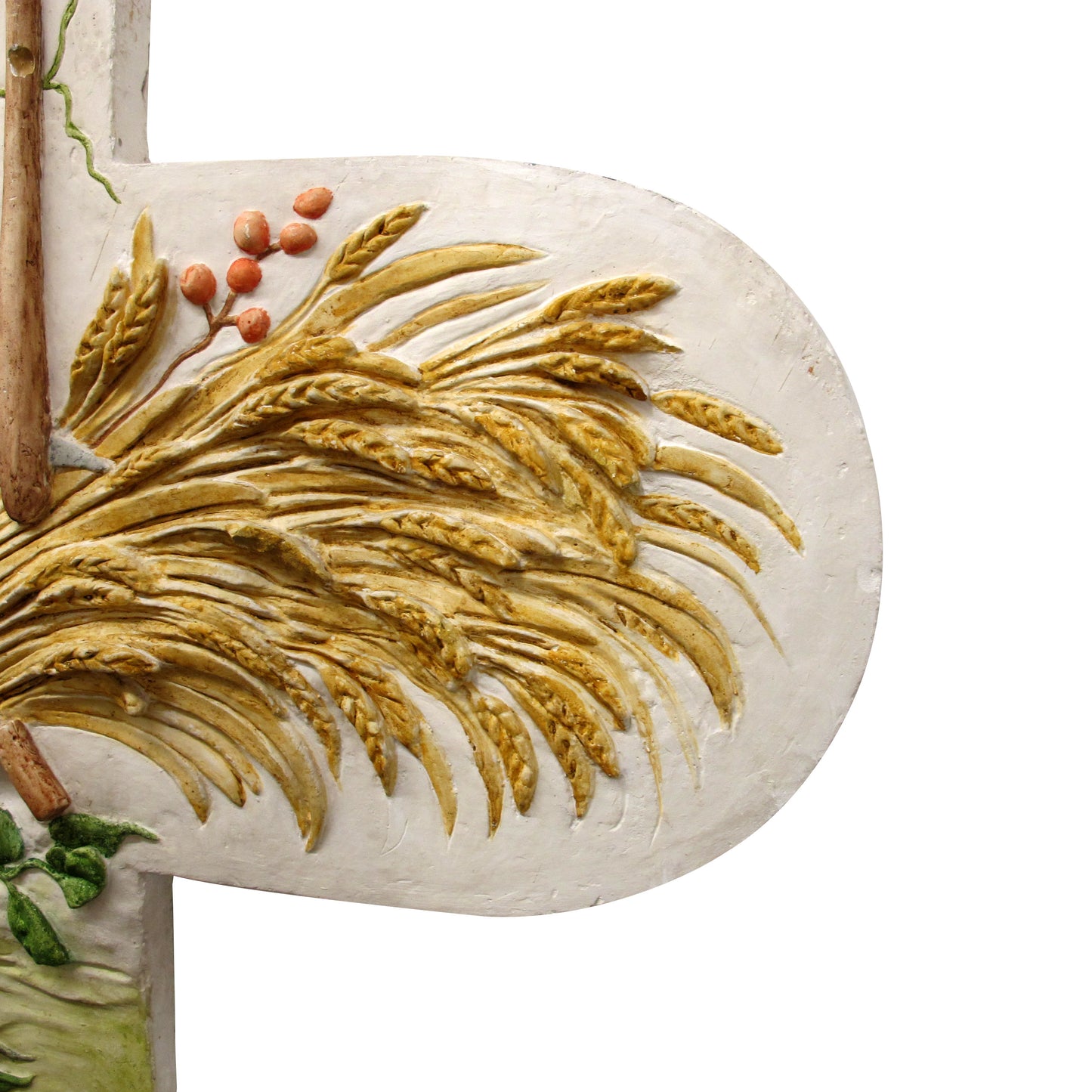 French Plaster  Pediment, Hand-Painted Harvest Design, 1960s