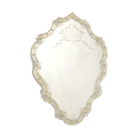 Italian Venetian Mirror, Circa 1930s/40s, Etched Glass with Floral Details