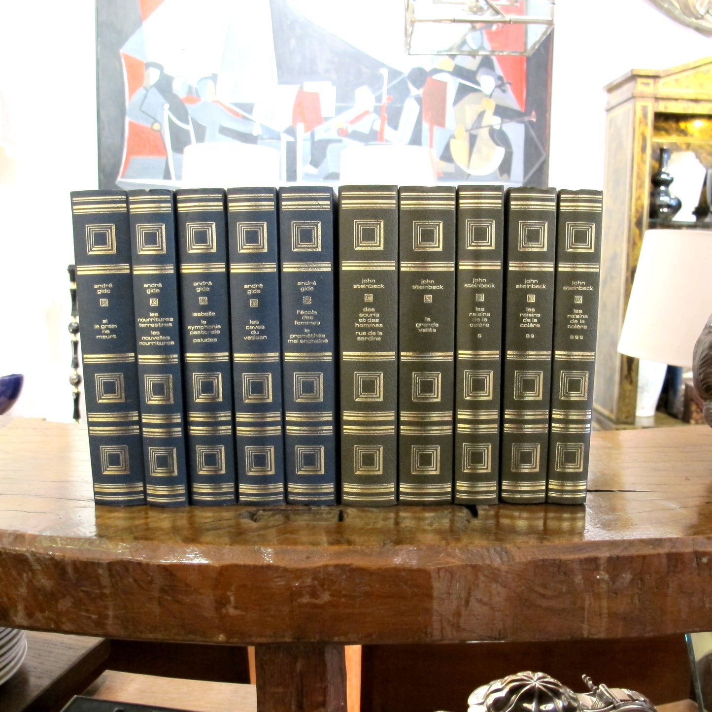 Lot of 10 Vintage Hardback Books – André Gide & John Steinbeck, French