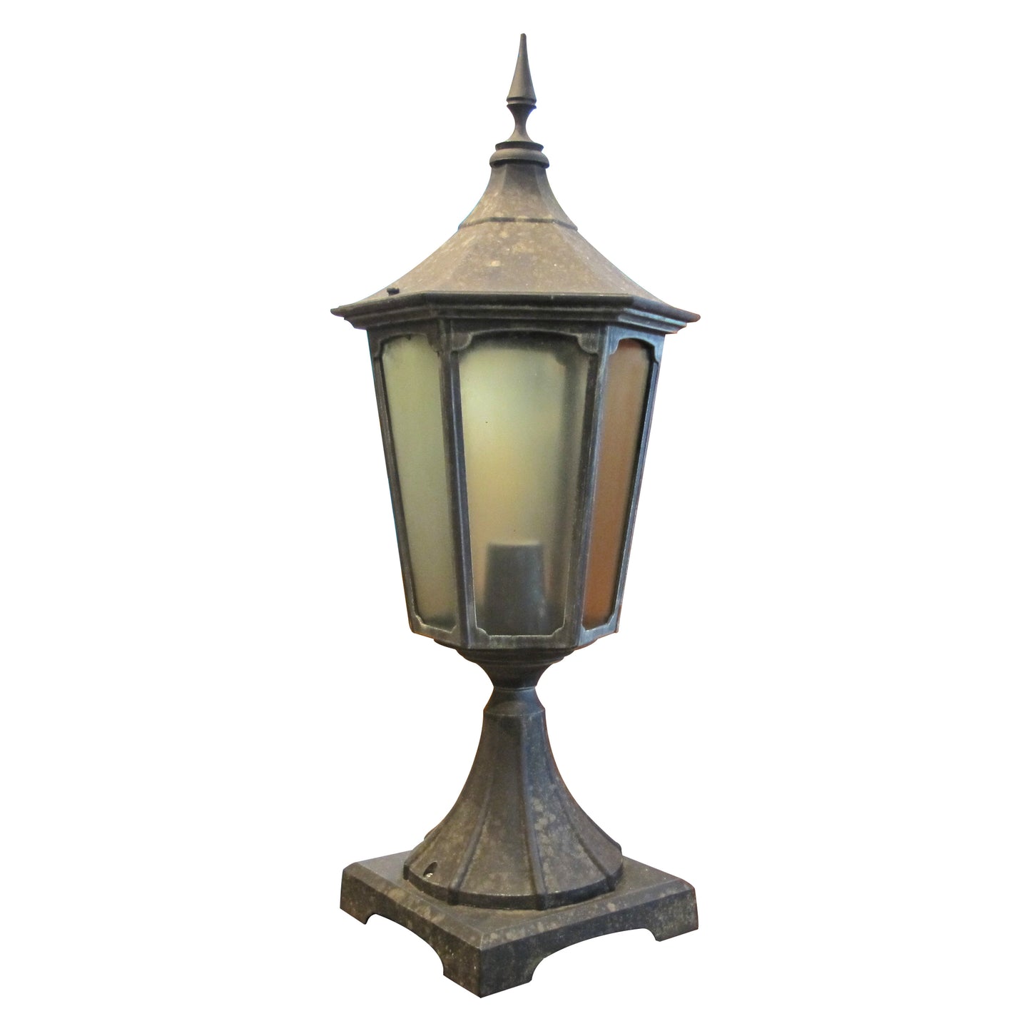 A Pair of Aluminium Outdoor Pillar Lanterns, English, circa 1950s