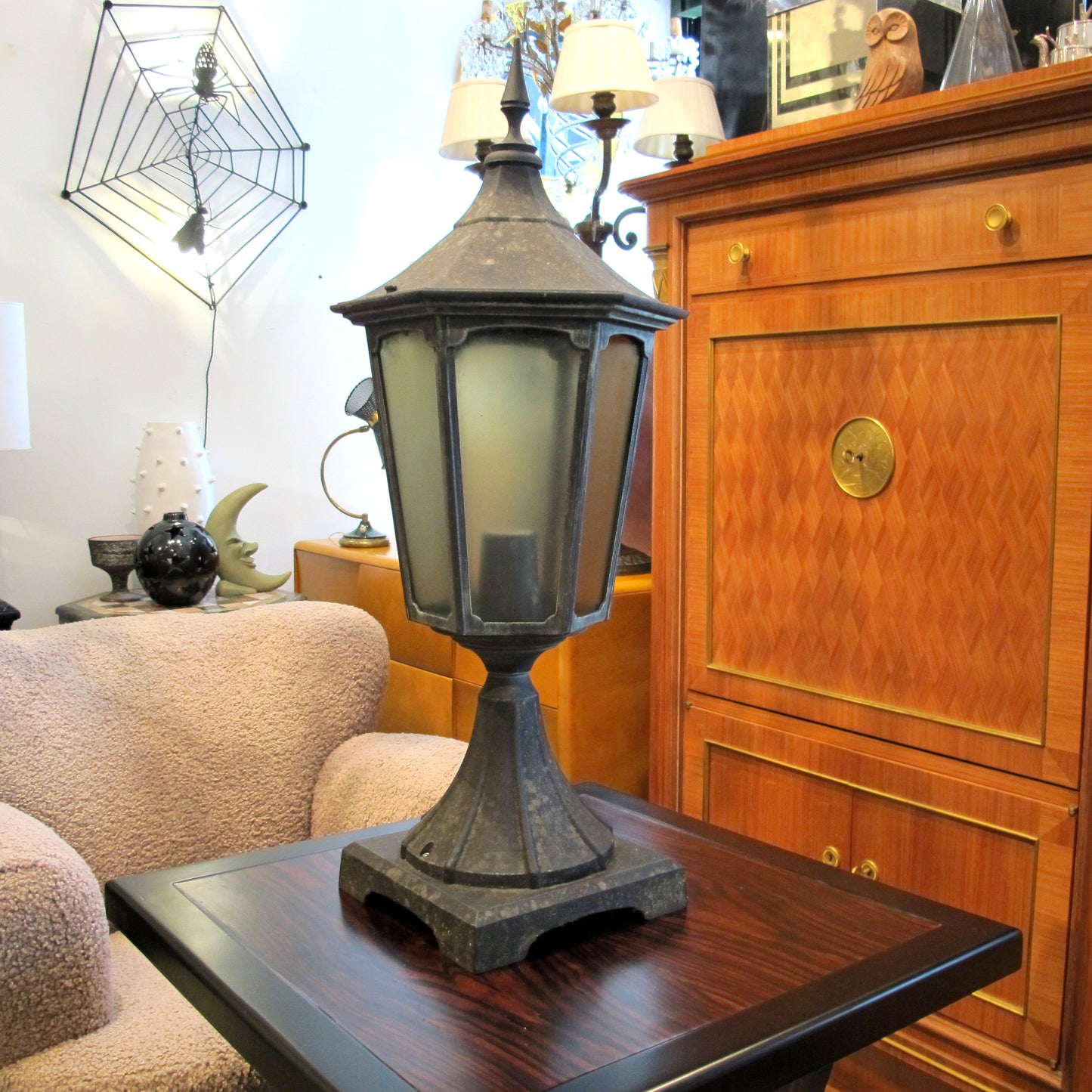 A Pair of Aluminium Outdoor Pillar Lanterns, English, circa 1950s