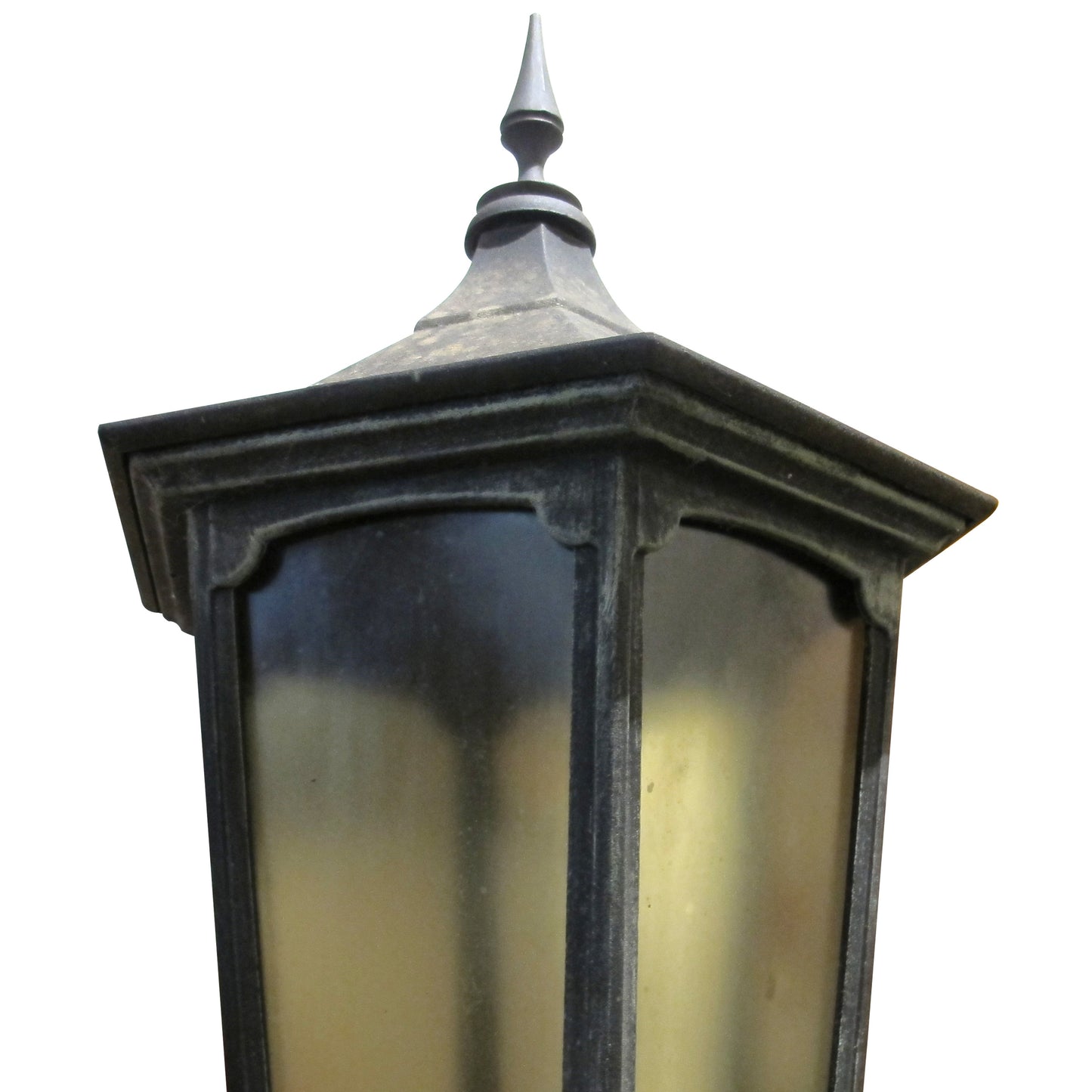 A Pair of Aluminium Outdoor Pillar Lanterns, English, circa 1950s