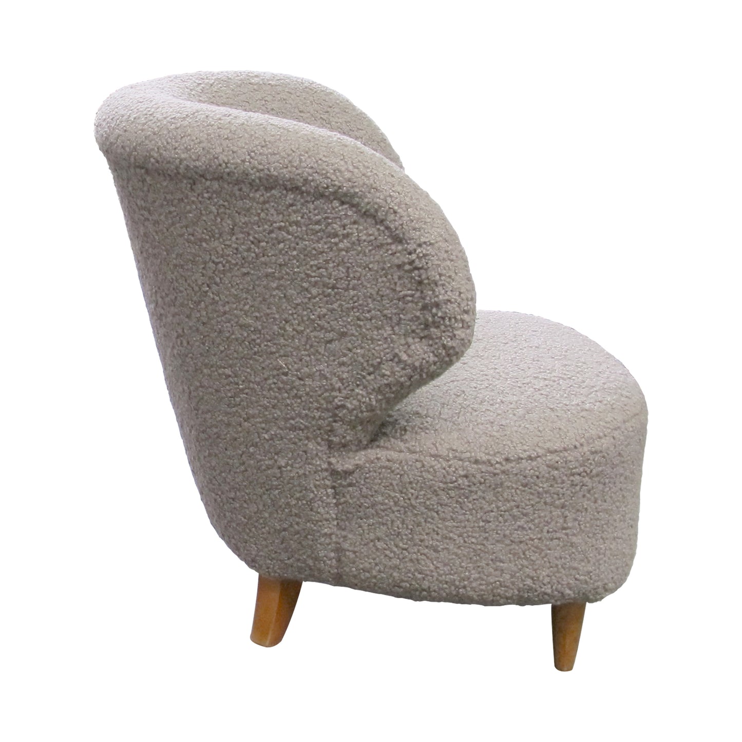 Pair of Finnish 1940s Armchairs Reupholstered in Plush Bouclé Fabric