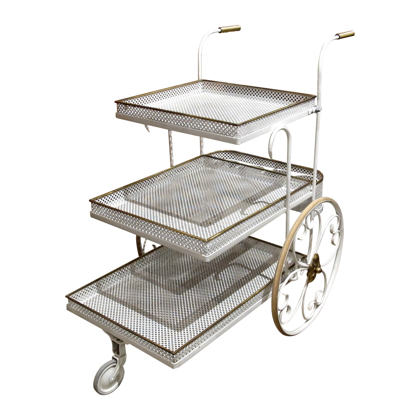 French Three-Tier Serving Trolley, Style of Mathieu Matégot, Circa 1950s