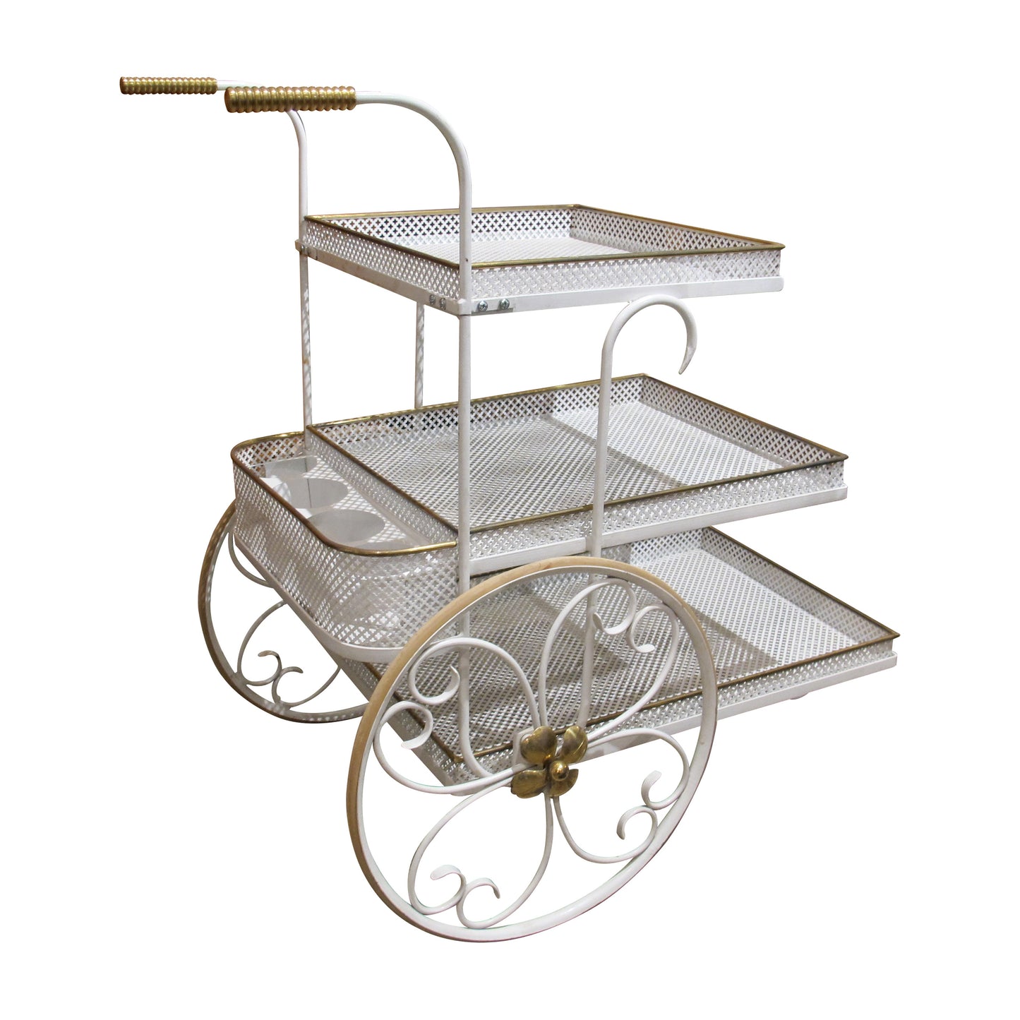 French Three-Tier Serving Trolley, Style of Mathieu Matégot, Circa 1950s