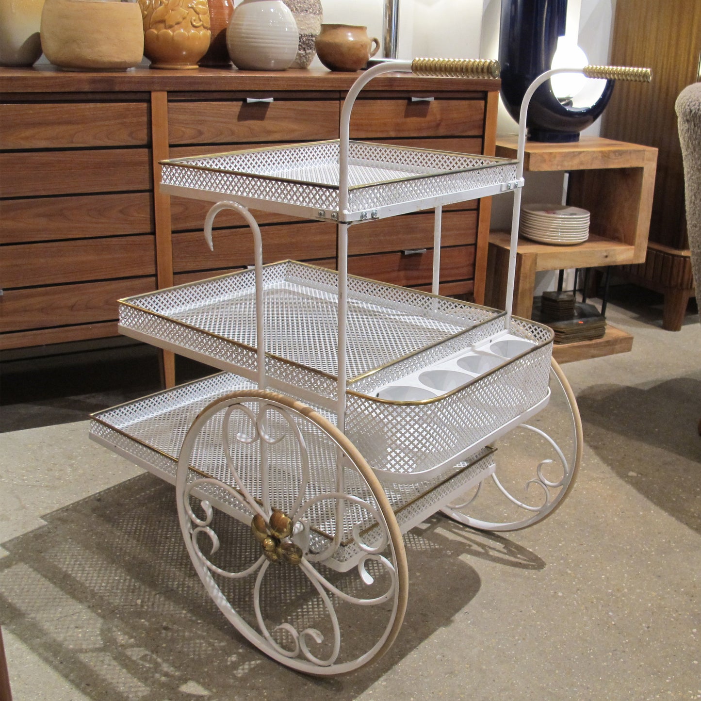 French Three-Tier Serving Trolley, Style of Mathieu Matégot, Circa 1950s