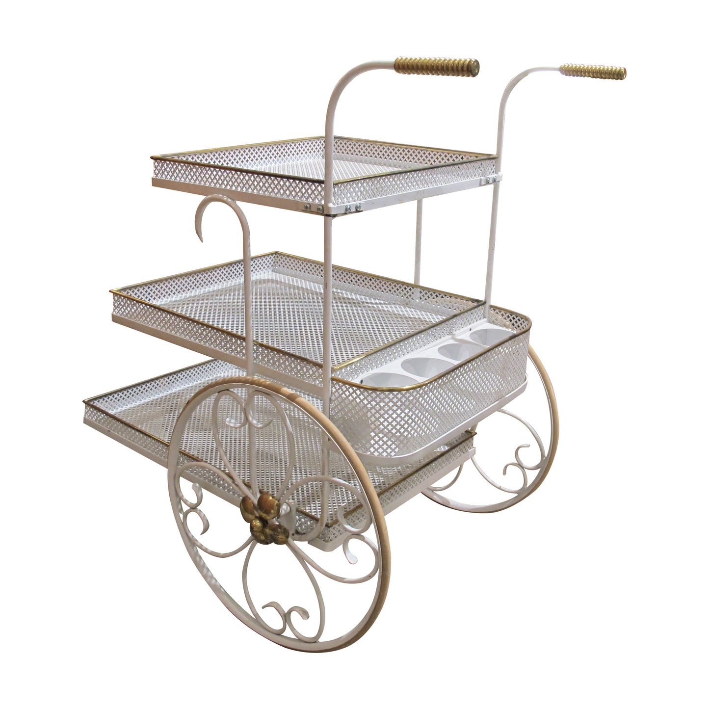 French Three-Tier Serving Trolley, Style of Mathieu Matégot, Circa 1950s