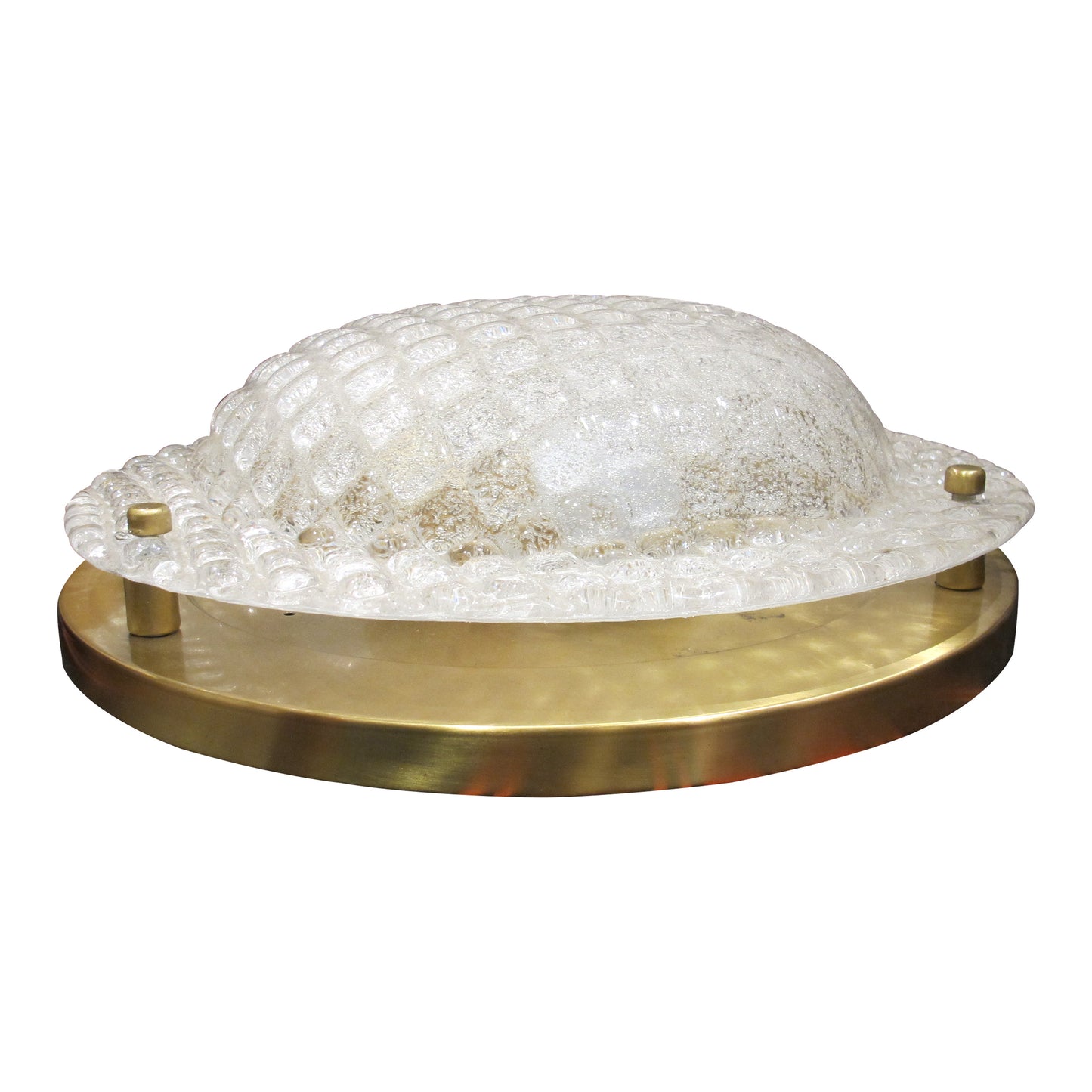 Pair of German Glass and Brass Wall or Ceiling Lights, 1970s