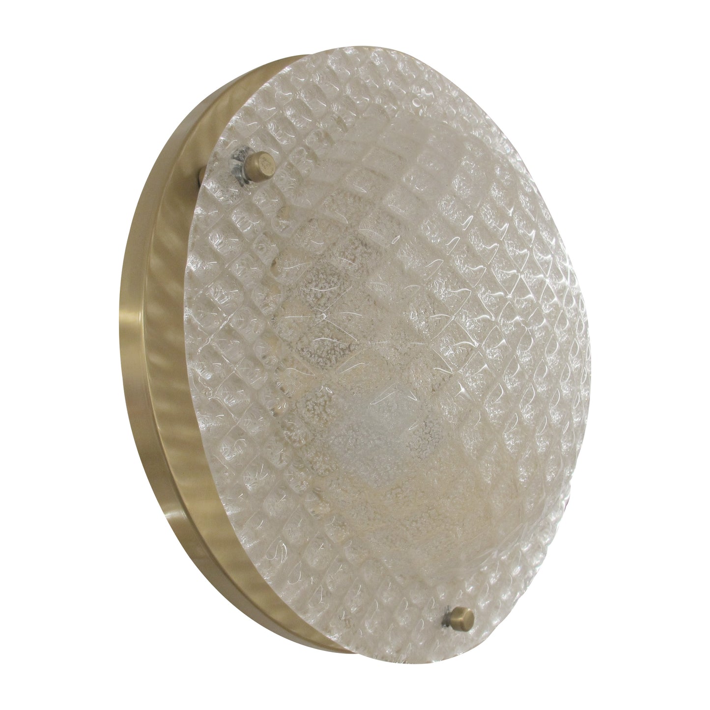 Pair of Large German Glass and Brass Wall or Ceiling Lights, 1970s