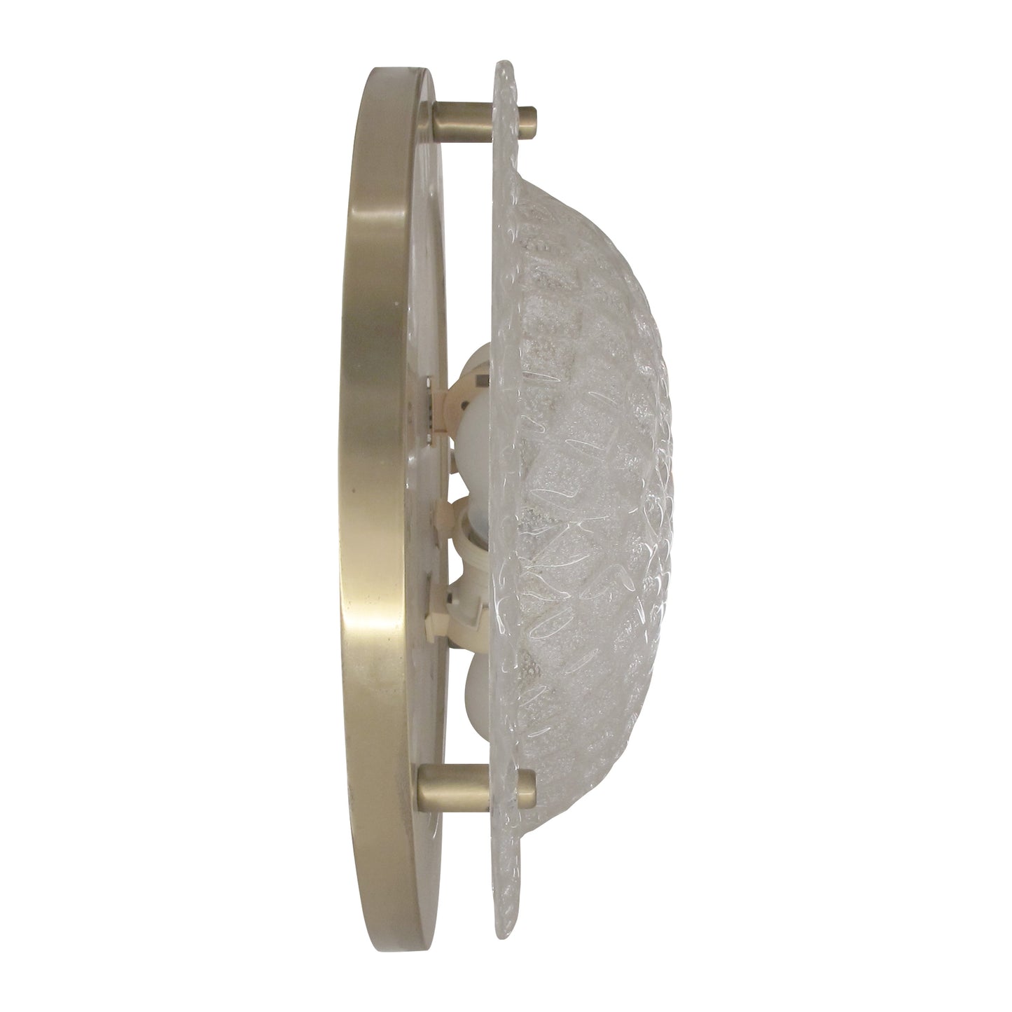 Pair of Large German Glass and Brass Wall or Ceiling Lights, 1970s