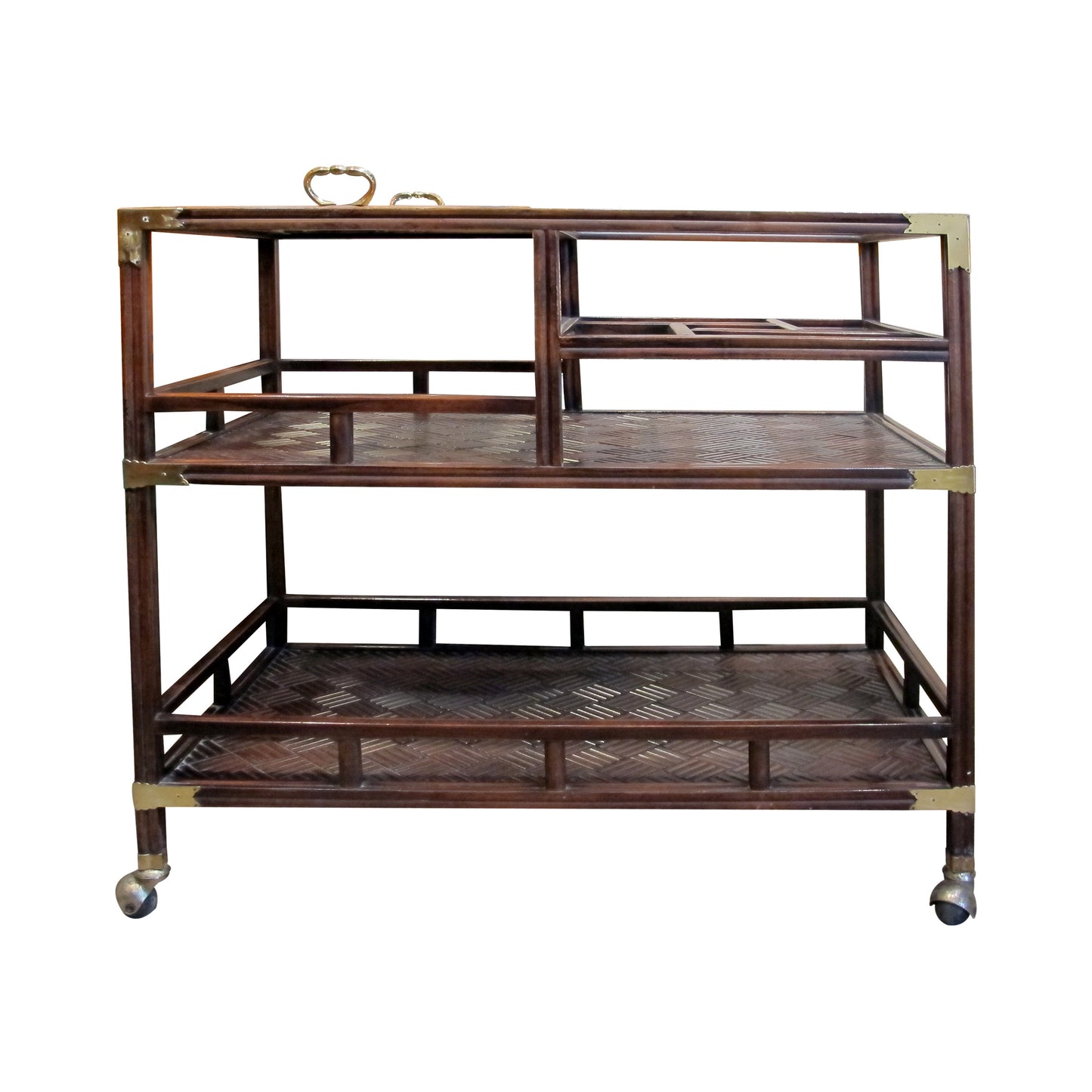 Mid-Century English Drinks Trolley with Removable Glass Tray