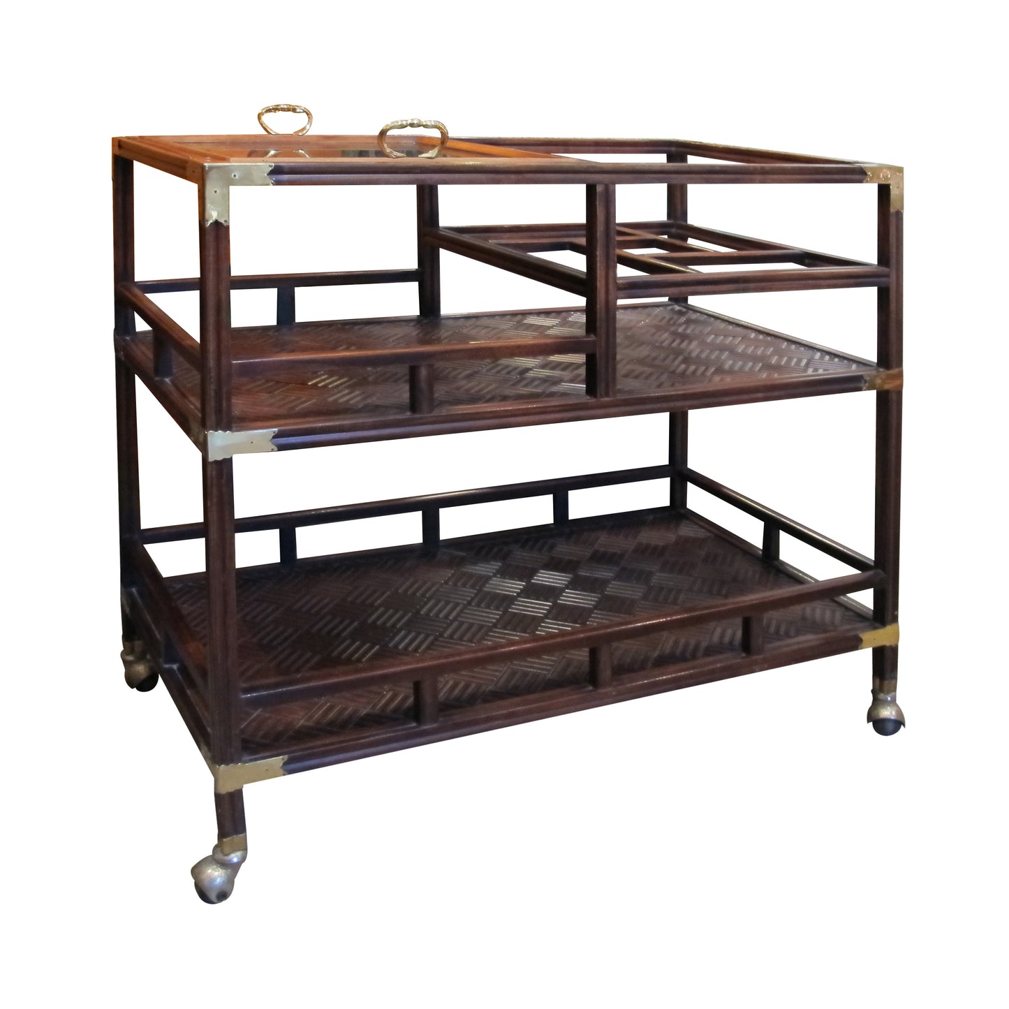 Mid-Century English Drinks Trolley with Removable Glass Tray