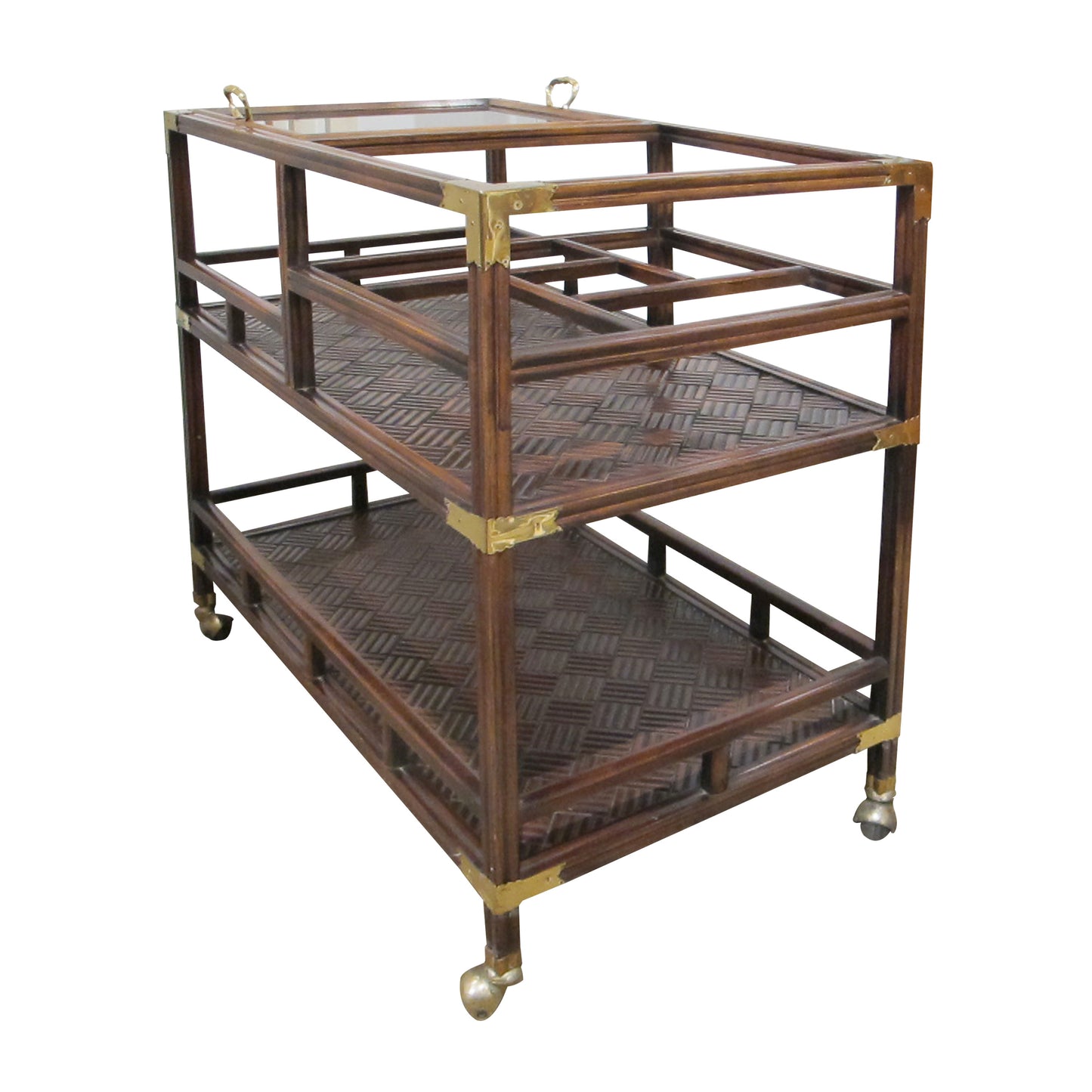 Mid-Century English Drinks Trolley with Removable Glass Tray