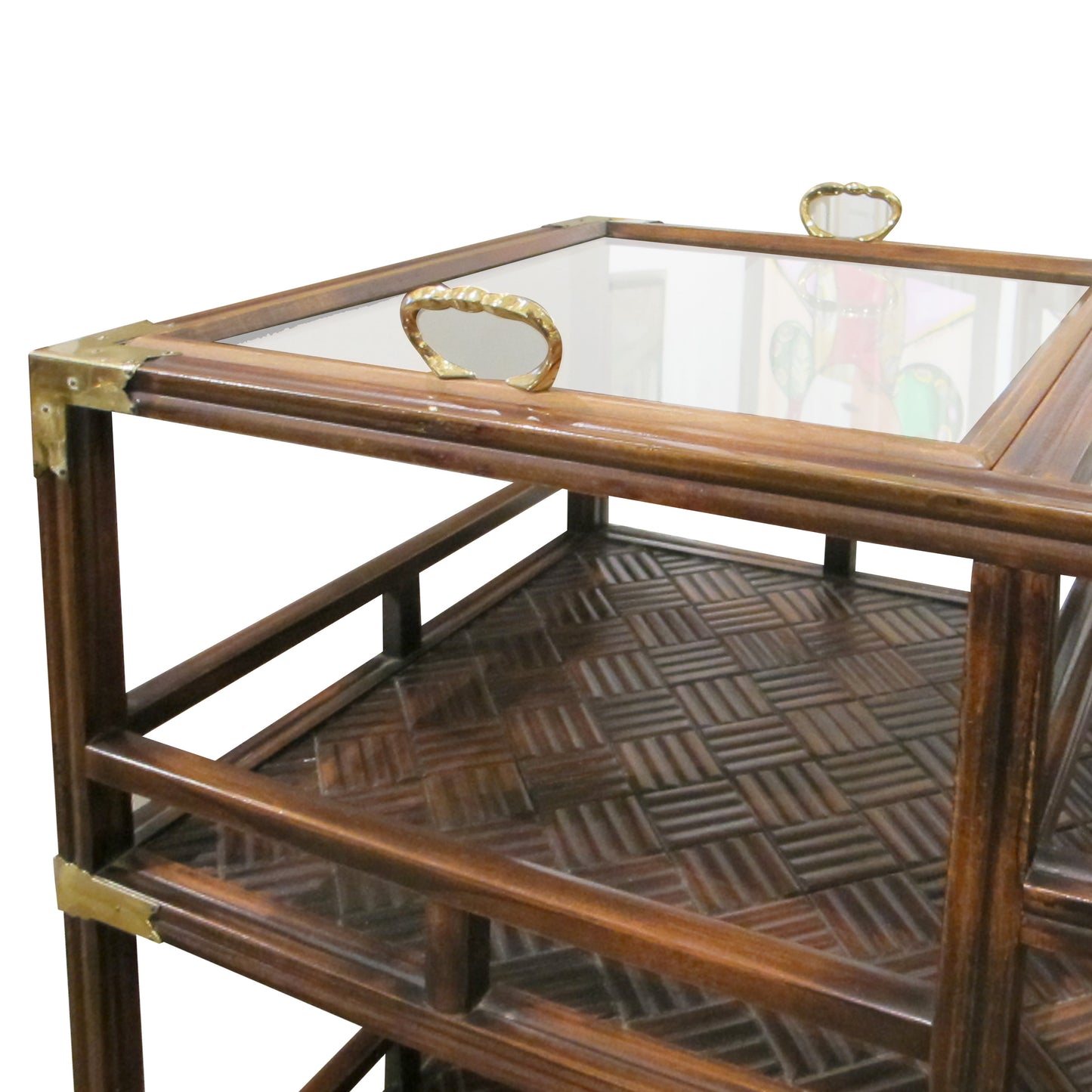 Mid-Century English Drinks Trolley with Removable Glass Tray