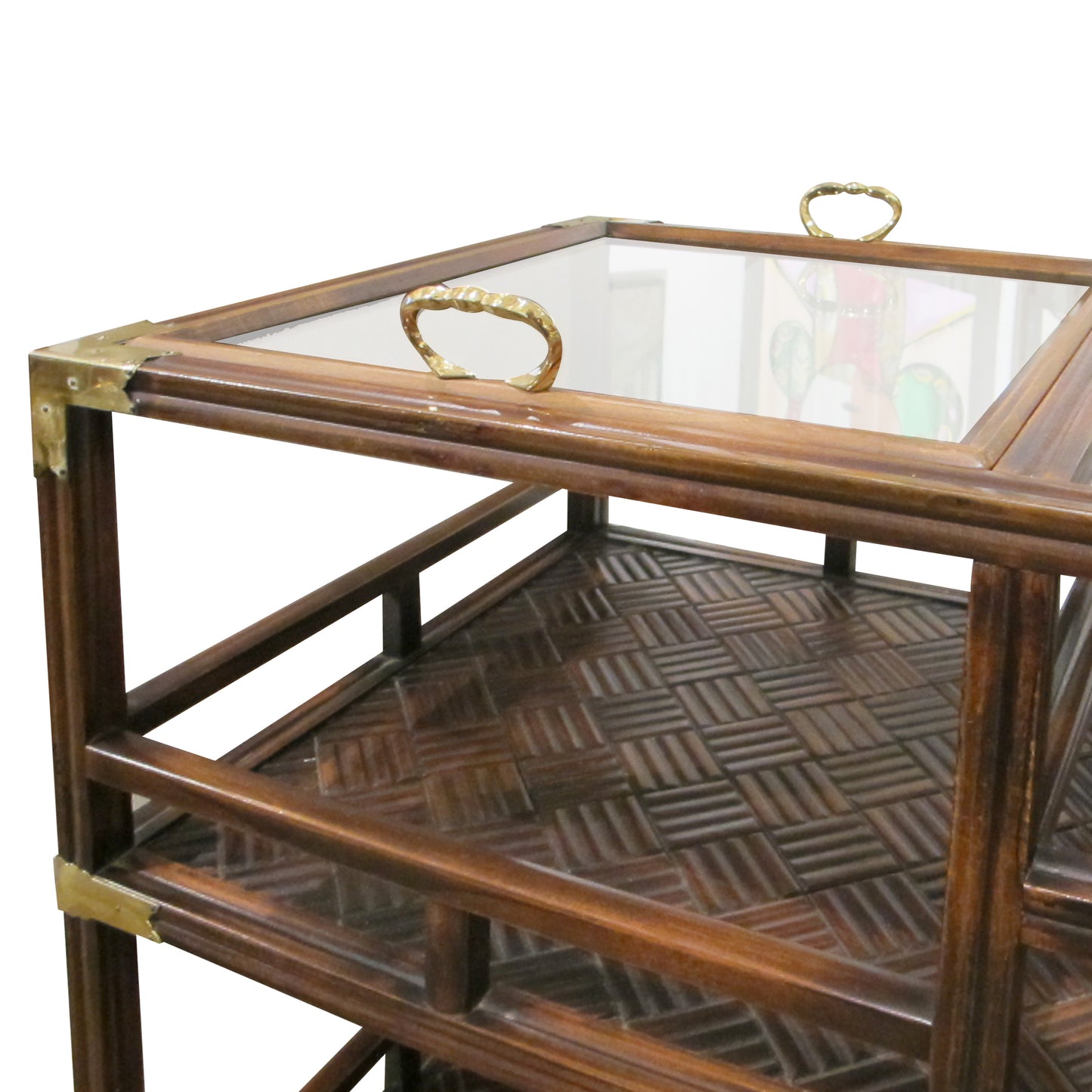 Mid-Century English Drinks Trolley with Removable Glass Tray