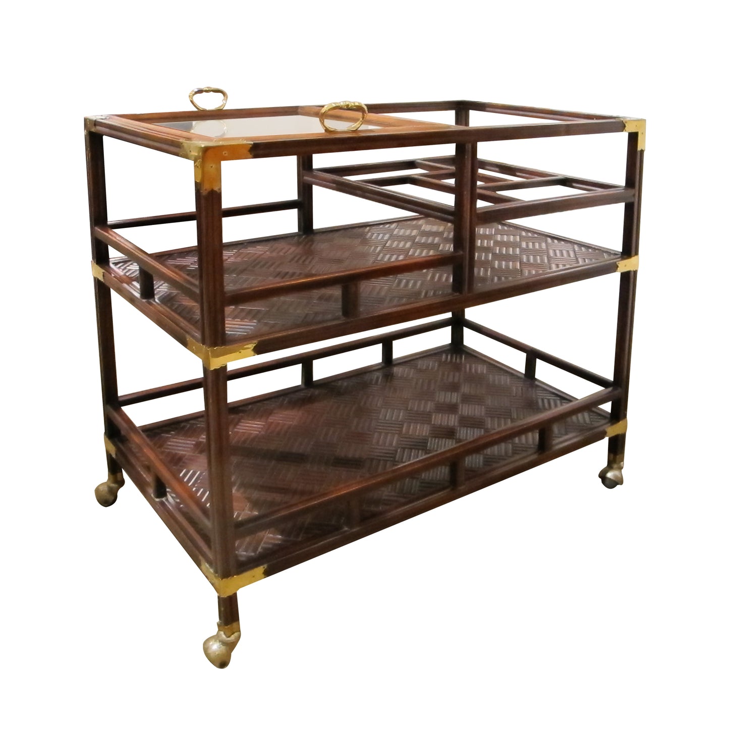 Mid-Century English Drinks Trolley with Removable Glass Tray