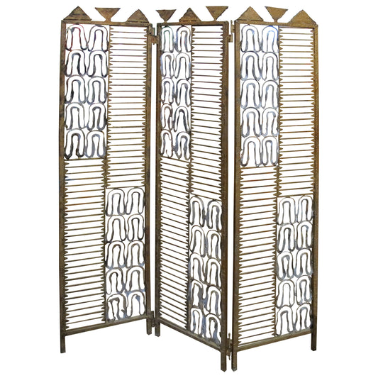 Spanish Mid-Century Modern Wrought Iron Three-Panel Room Divider - Screen