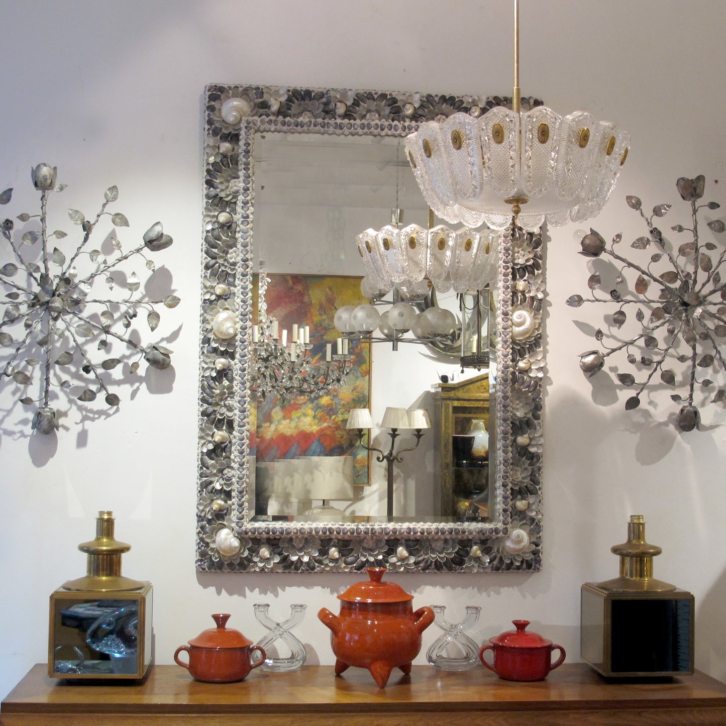 19th-Century French Mirror with Contemporary Shell Adornments