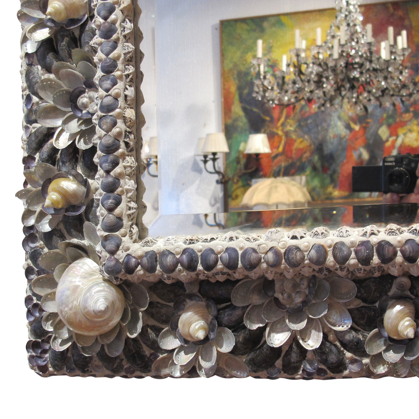 19th-Century French Mirror with Contemporary Shell Adornments