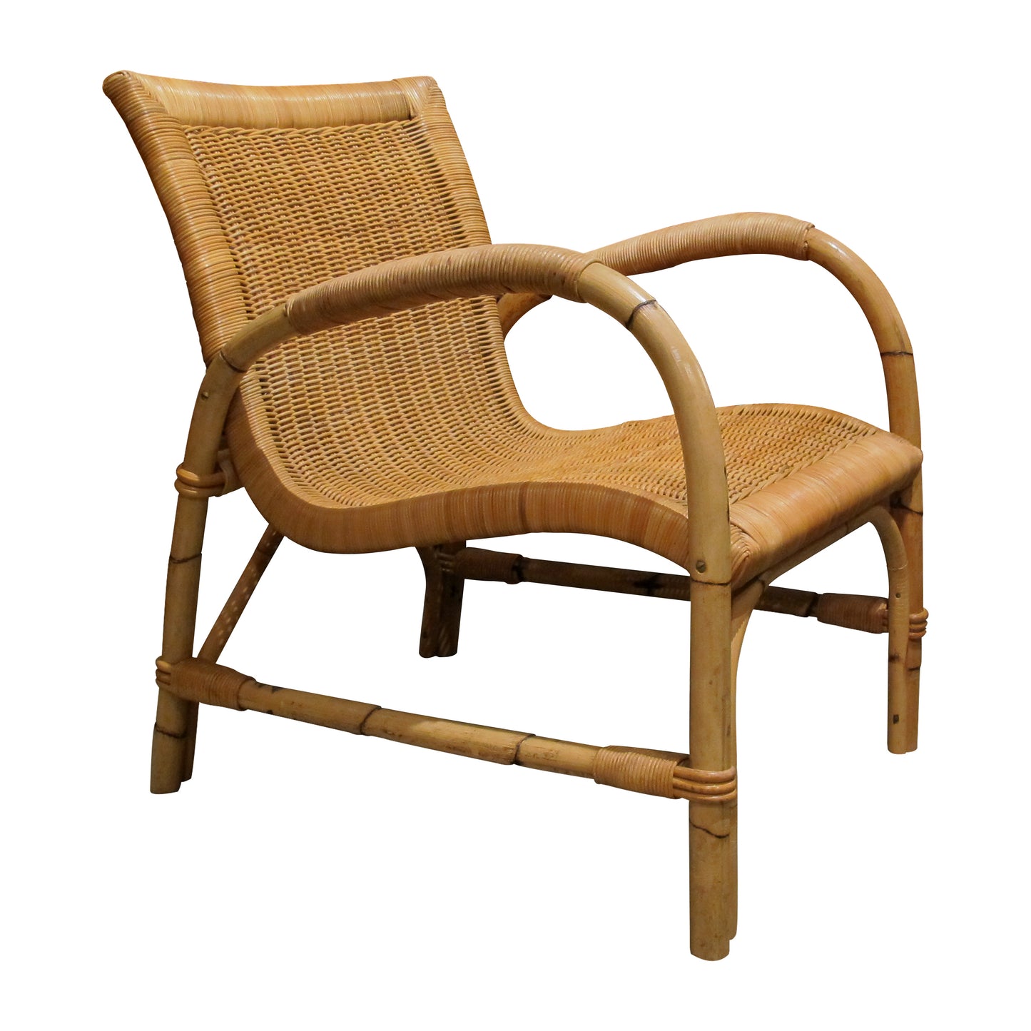 Pair of 1960s Arco Rattan and Bamboo Armchairs – Germany