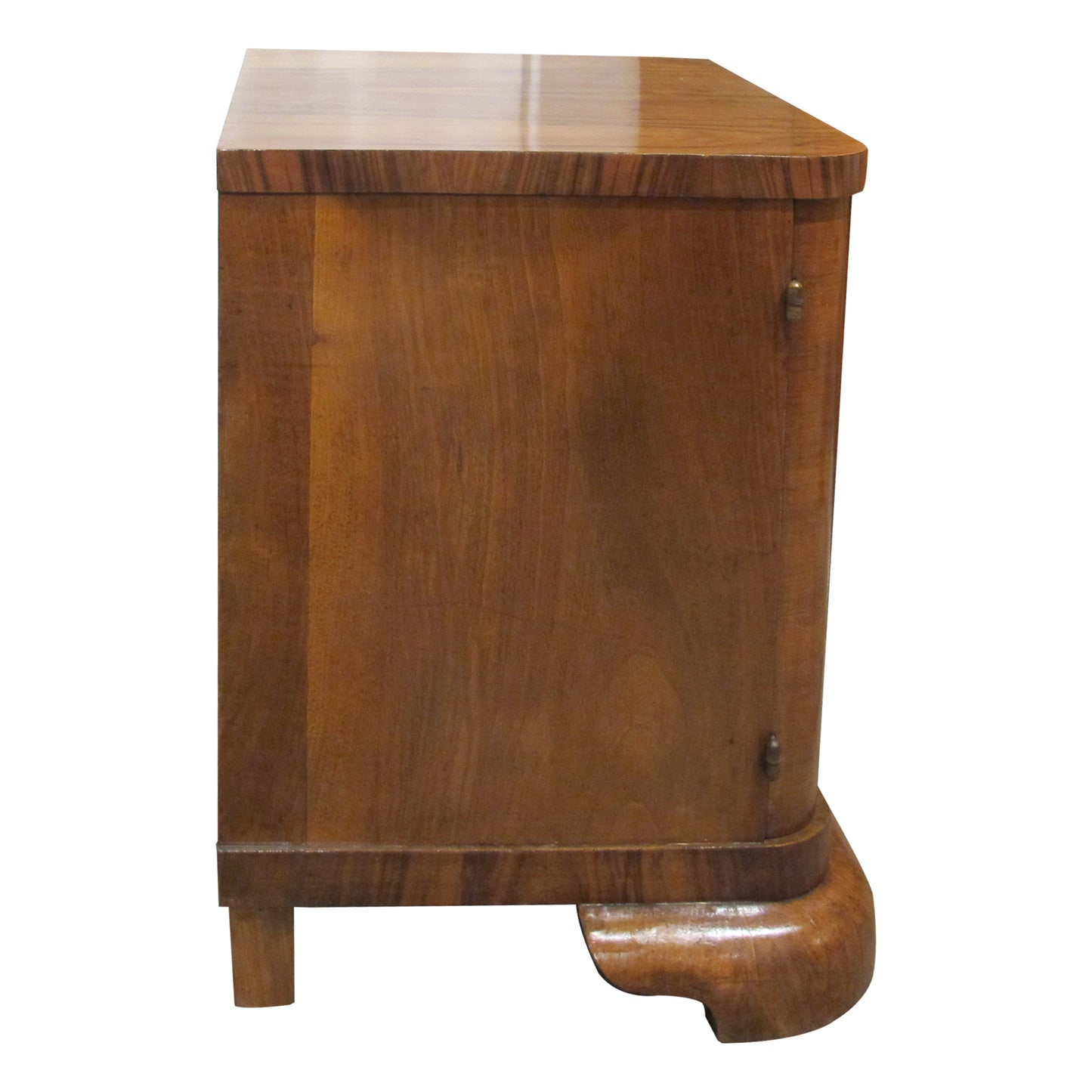 Pair of 1930s Belgian Art Deco Walnut Veneered Bedside Tables