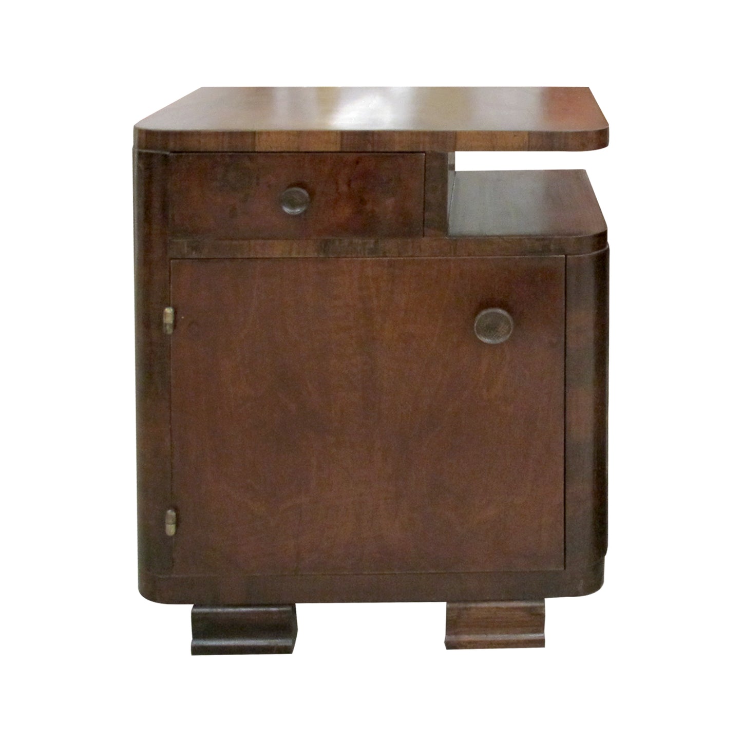 1930s French Art Deco Pair of Walnut Bedside Tables