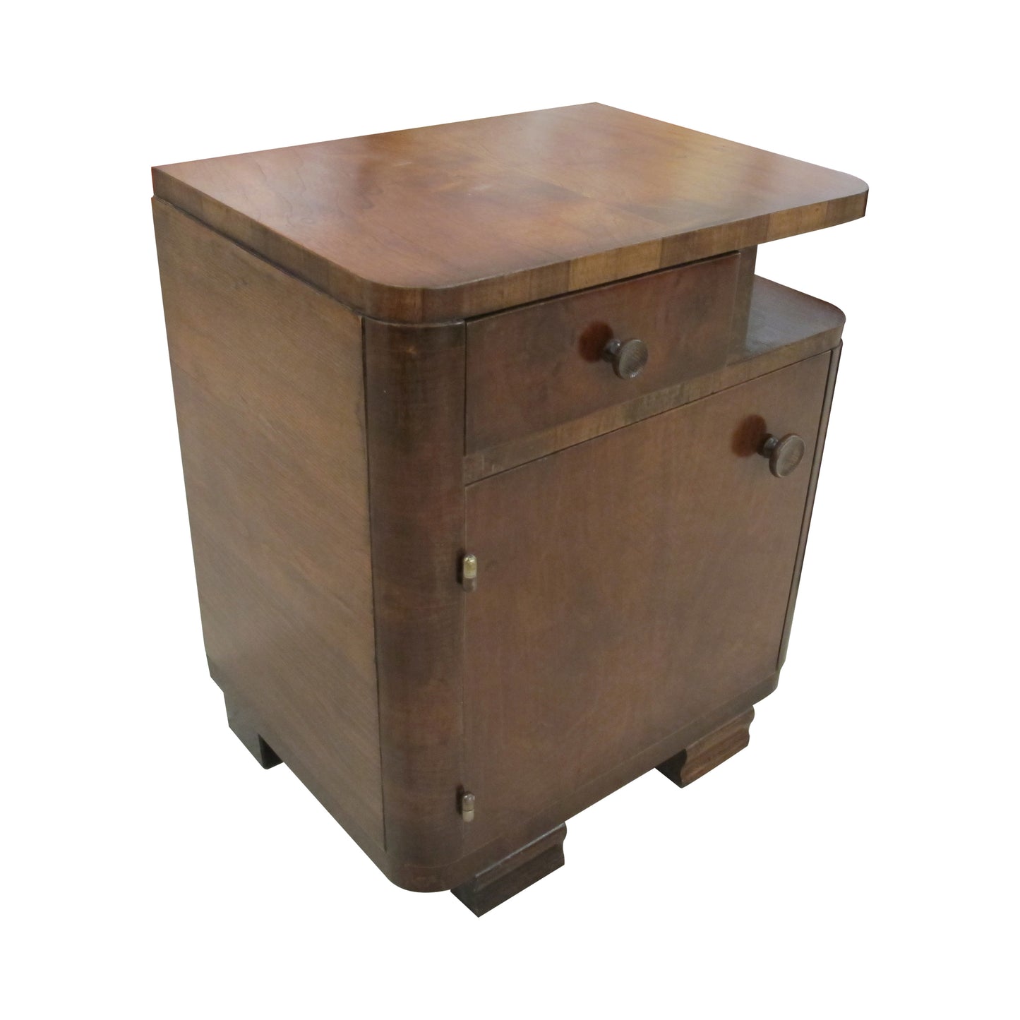 1930s French Art Deco Pair of Walnut Bedside Tables