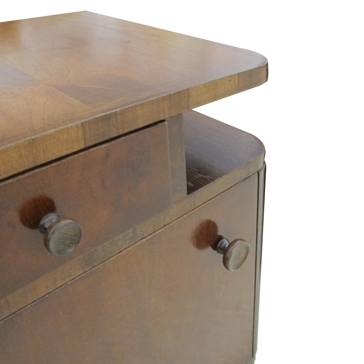 1930s French Art Deco Pair of Walnut Bedside Tables