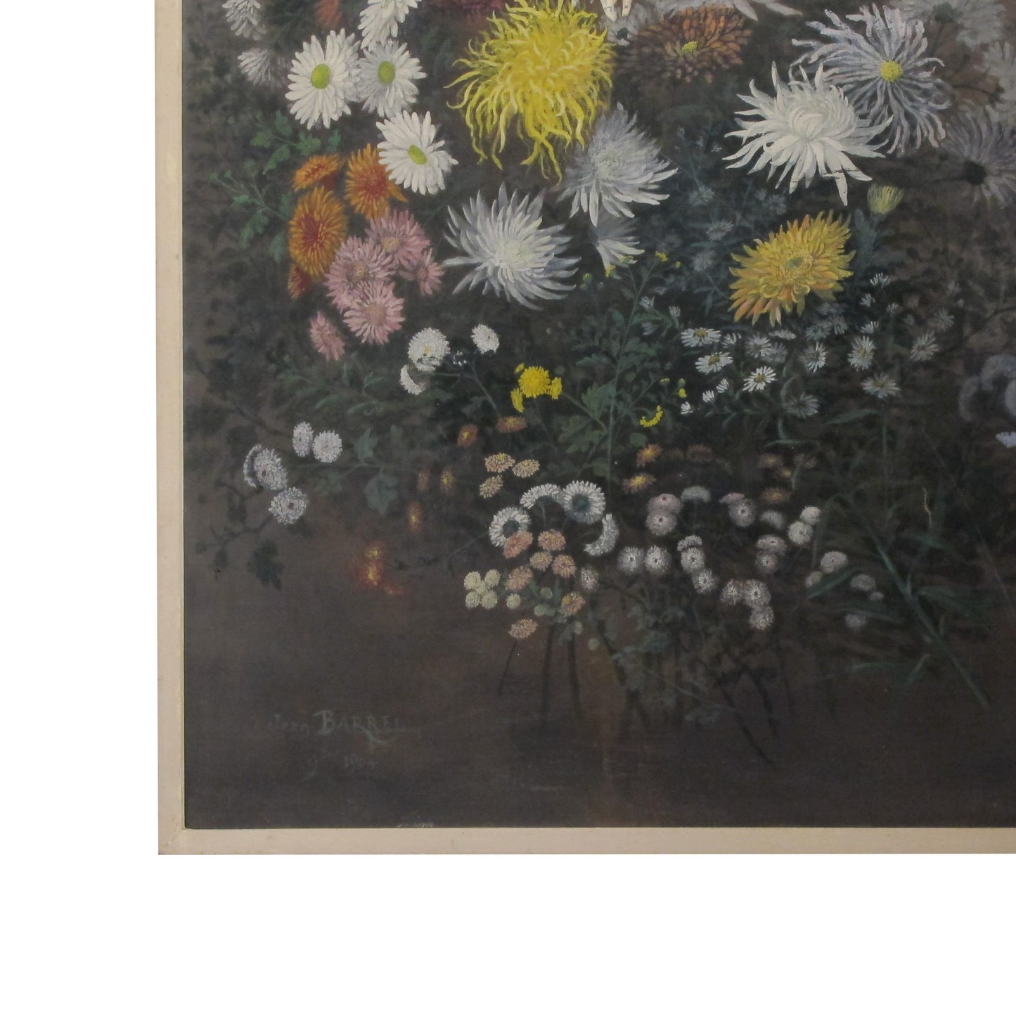 1904 French Tryptic Of Large Floral Oil On Canvas By French Artist Jean Barrel