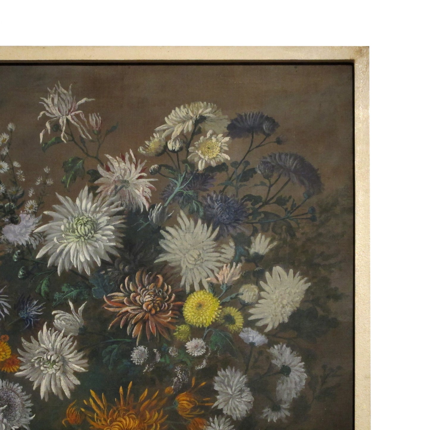 1904 French Tryptic Of Large Floral Oil On Canvas By French Artist Jean Barrel