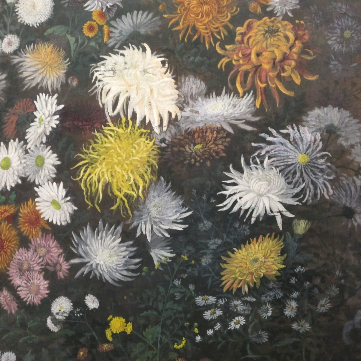 1904 French Tryptic Of Large Floral Oil On Canvas By French Artist Jean Barrel